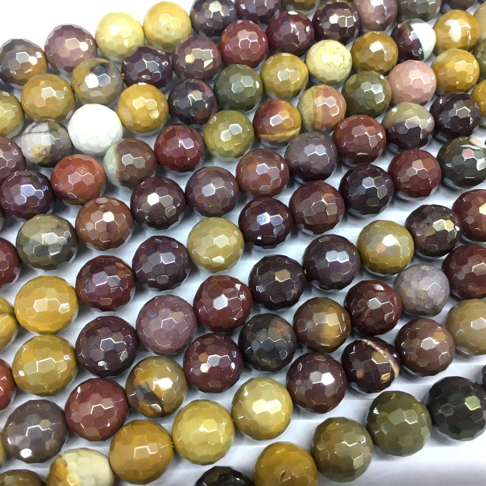 Mookaite, Faceted Round, AB Coating, Approx 6mm-12mm, Approx 380mm