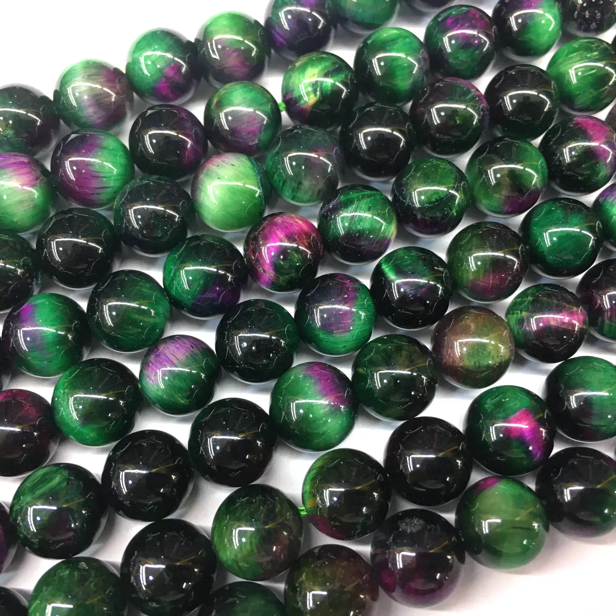 Green Pink Tiger Eye, Plain Round, Approx 6mm-12mm, Approx 380mm