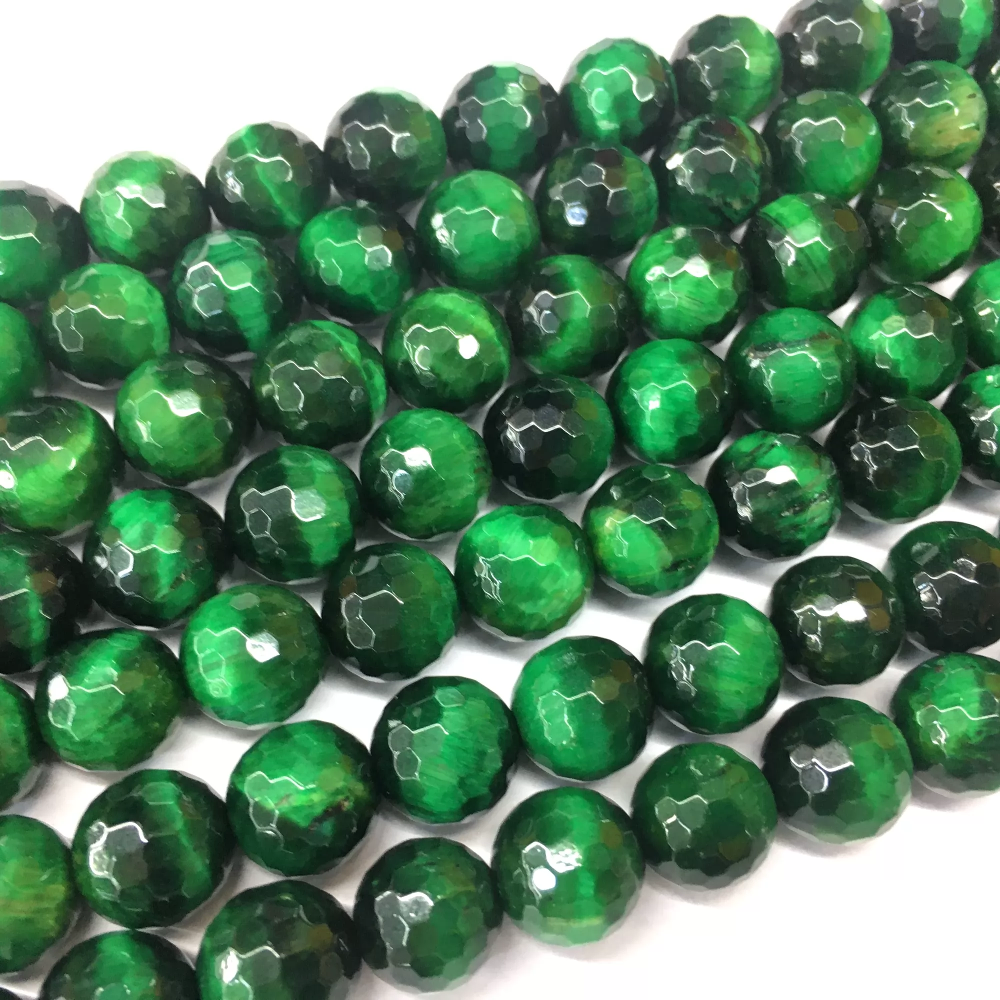 Green Tiger Eye, Faceted Round, Approx 6mm-12mm, Approx 380mm