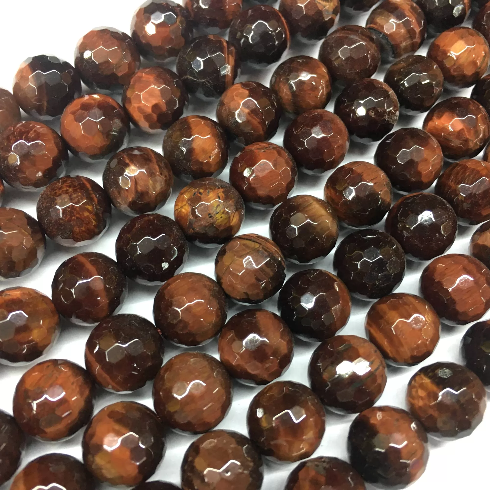 Red Tiger Eye, Faceted Round, Approx 6mm-12mm, Approx 380mm