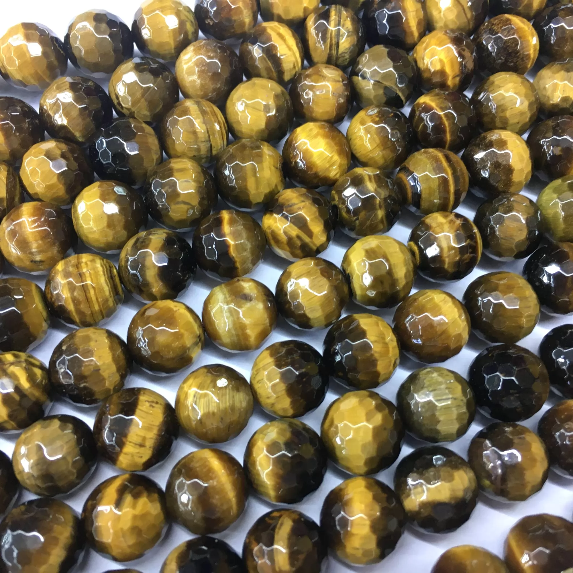 Yellow Tiger Eye, Faceted Round, Approx 6mm-12mm, Approx 380mm