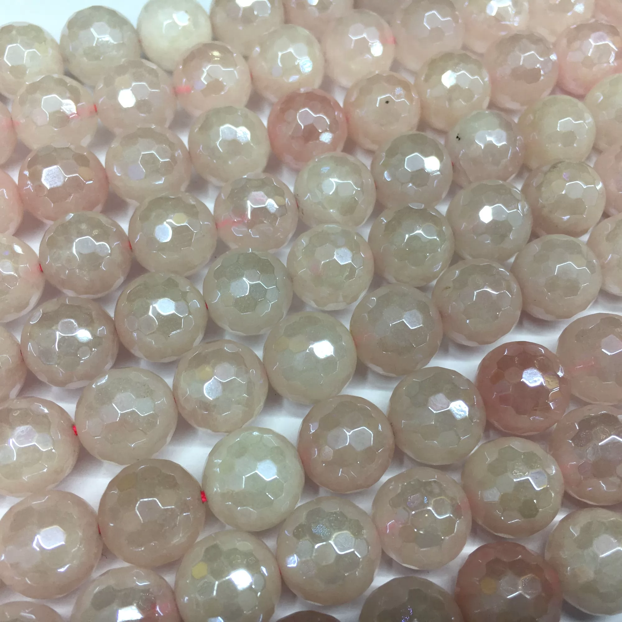 Rose Quartz, AB Coating, Faceted Round, Approx 6mm-12mm, Approx 380mm