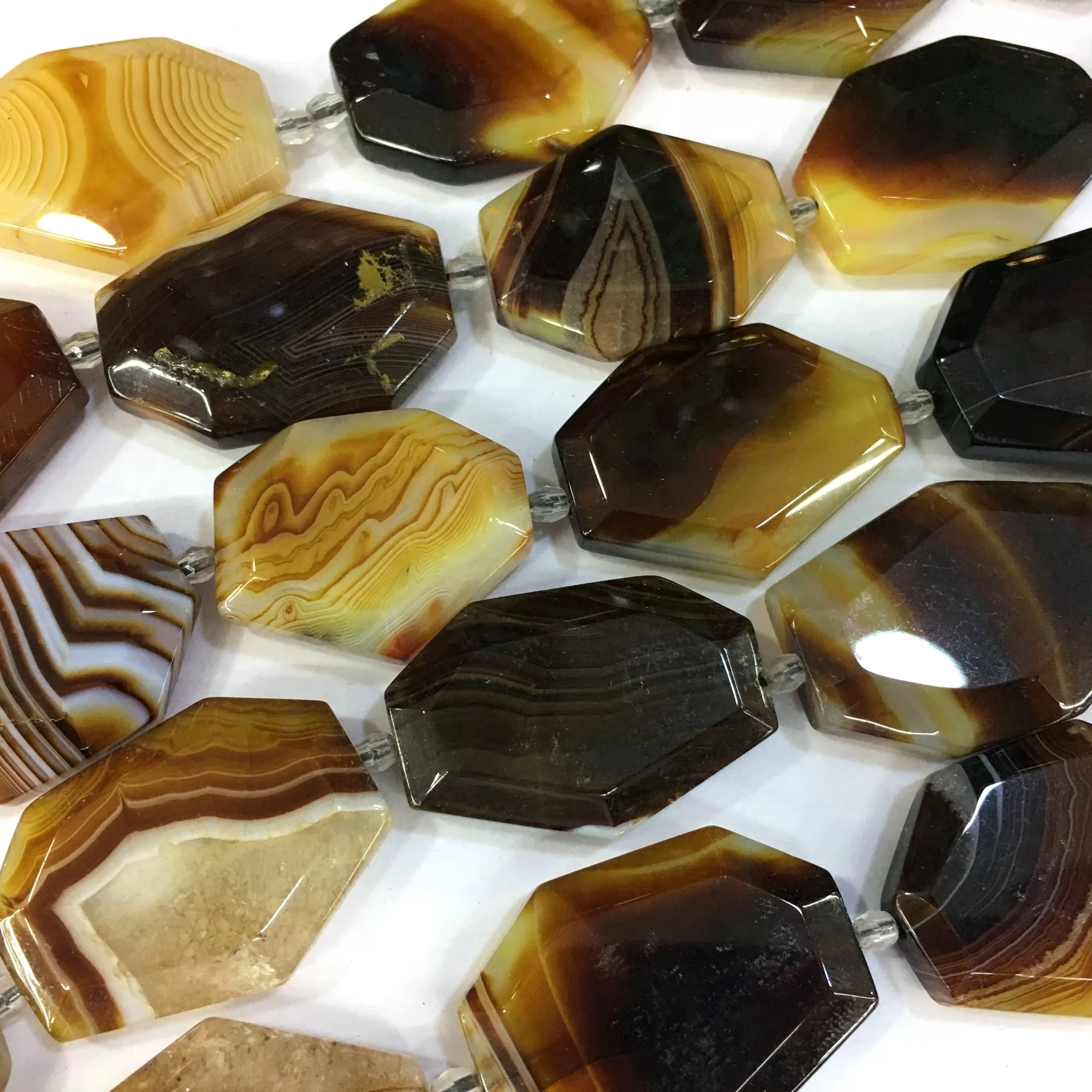 Brown Banded Agate, Big Slice, Approx 25x35mm, Approx 380mm