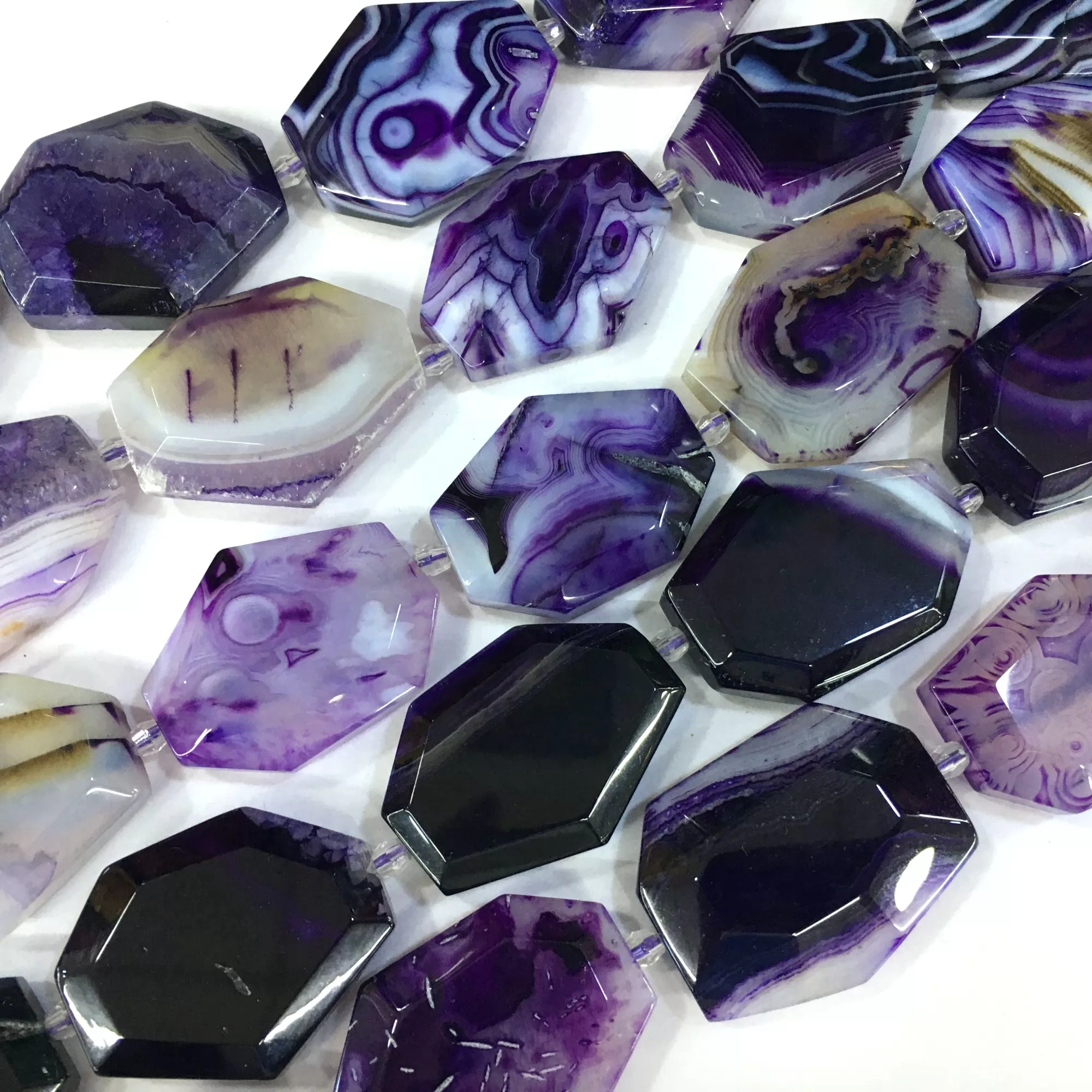 Purple Banded Agate, Big Slice, Approx 25x35mm, Approx 380mm