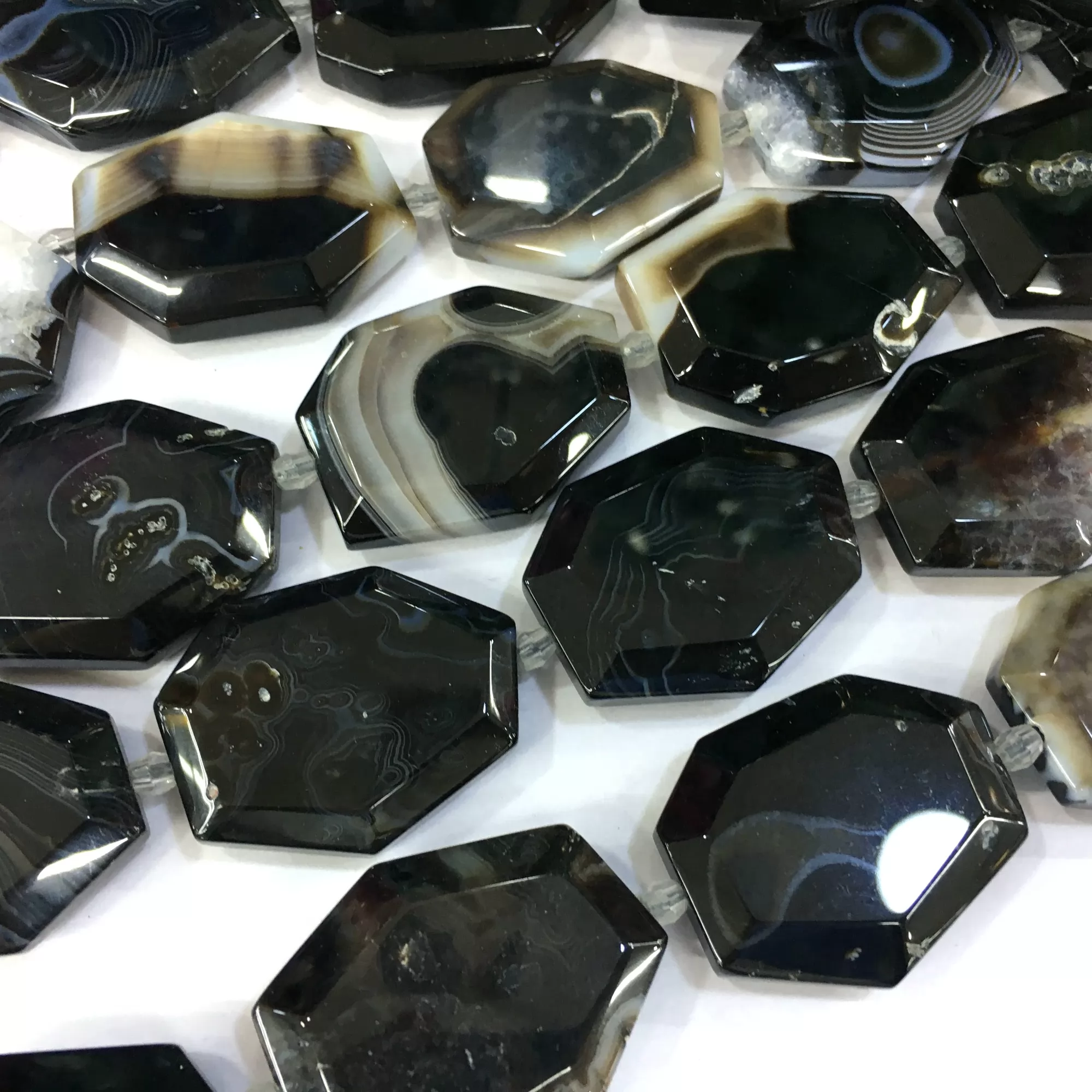 Black Banded Agate, Big Slice, Approx 25x35mm, Approx 380mm