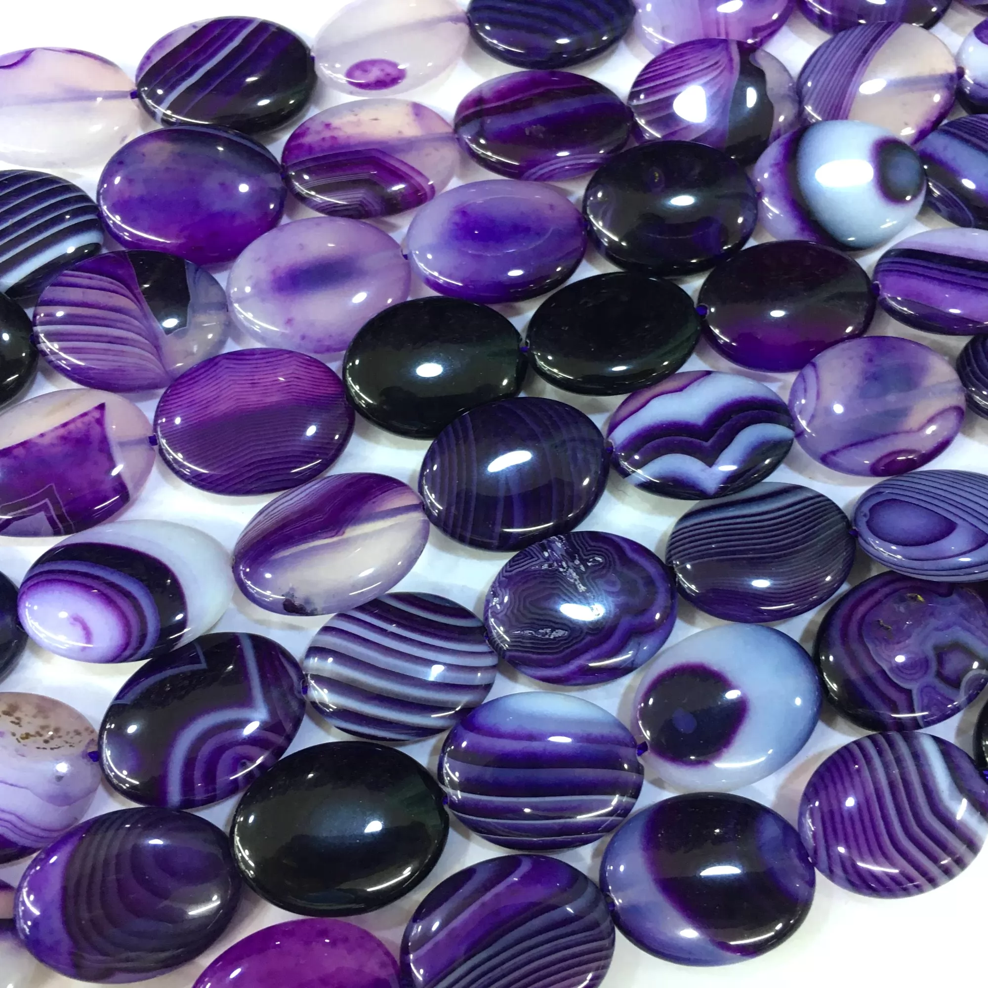 Purple Banded Agate, Puff Oval, Approx 380mm