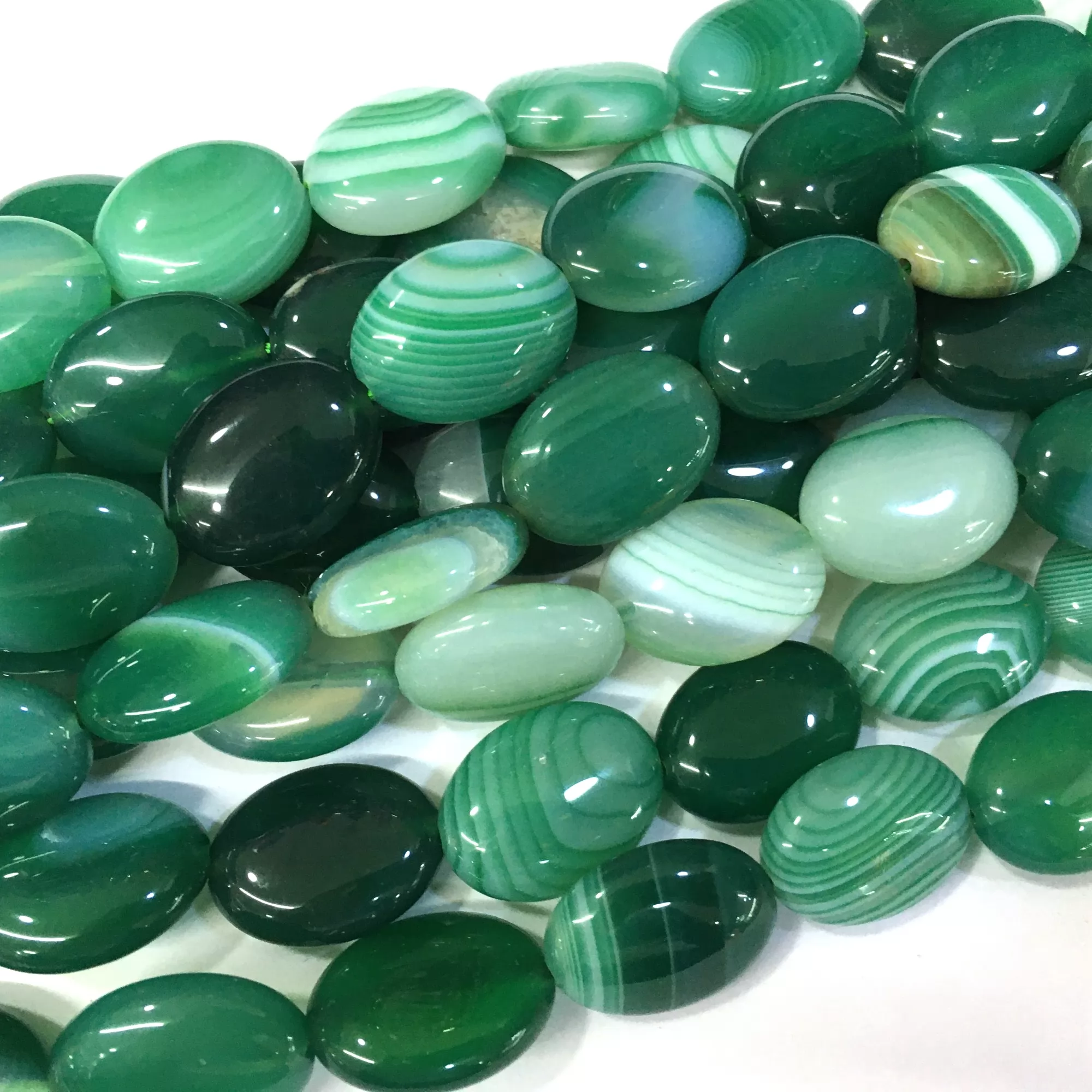 Green Banded Agate, Puff Oval, Approx 380mm