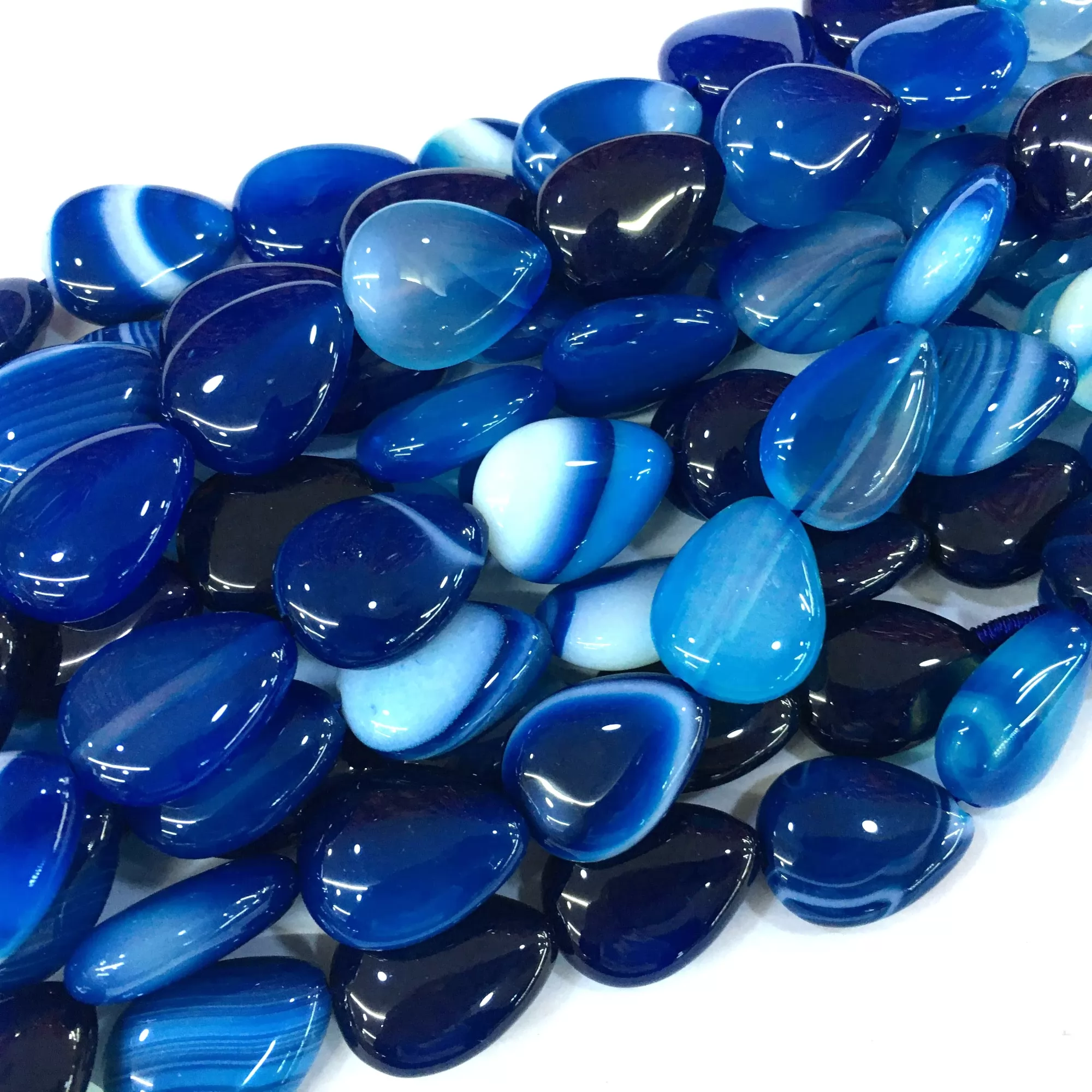 Dark Blue Banded Agate, Puff Drop, Approx 380mm