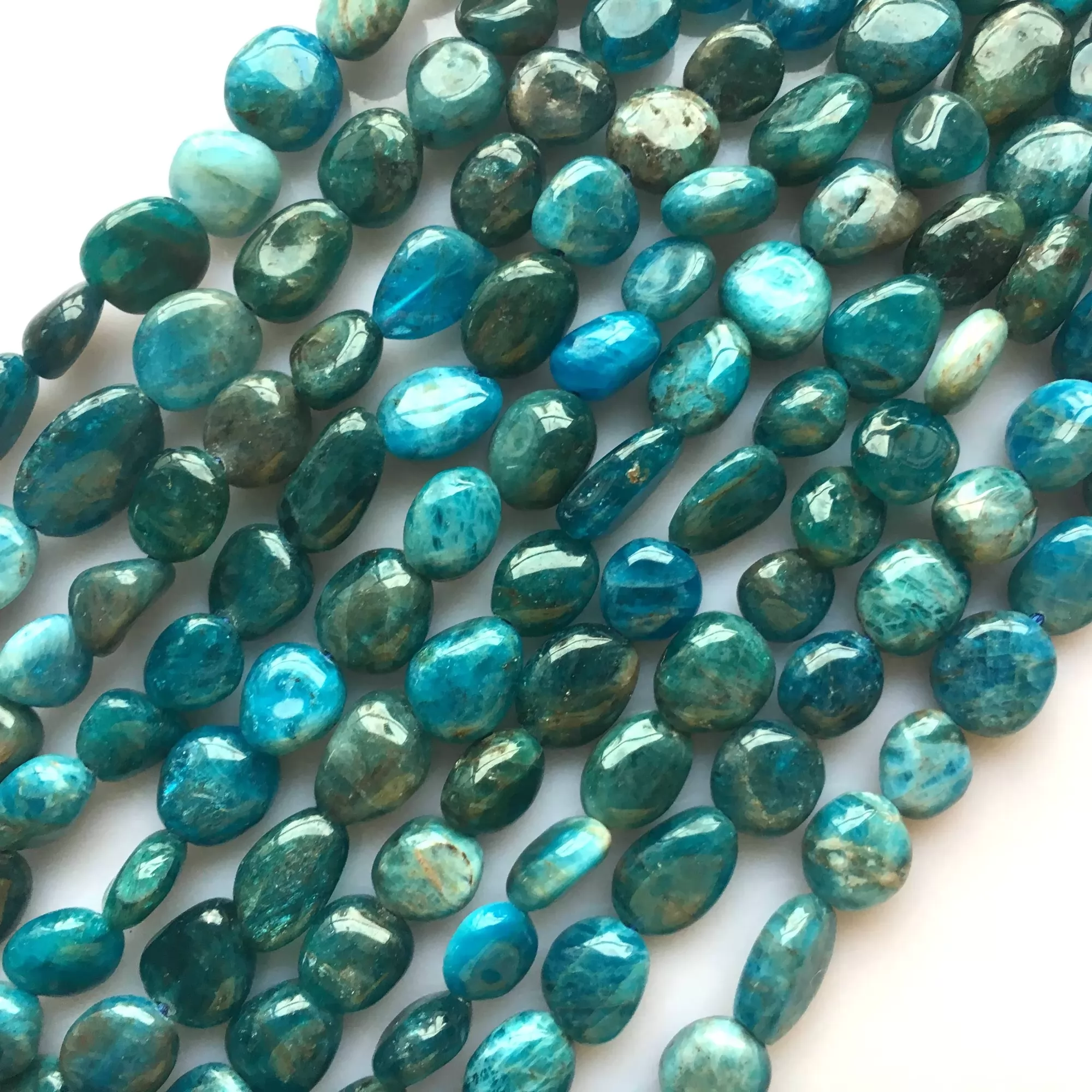 Apatite, Pebble Nuggets, 6-8mm, 8-10mm, Approx 380mm