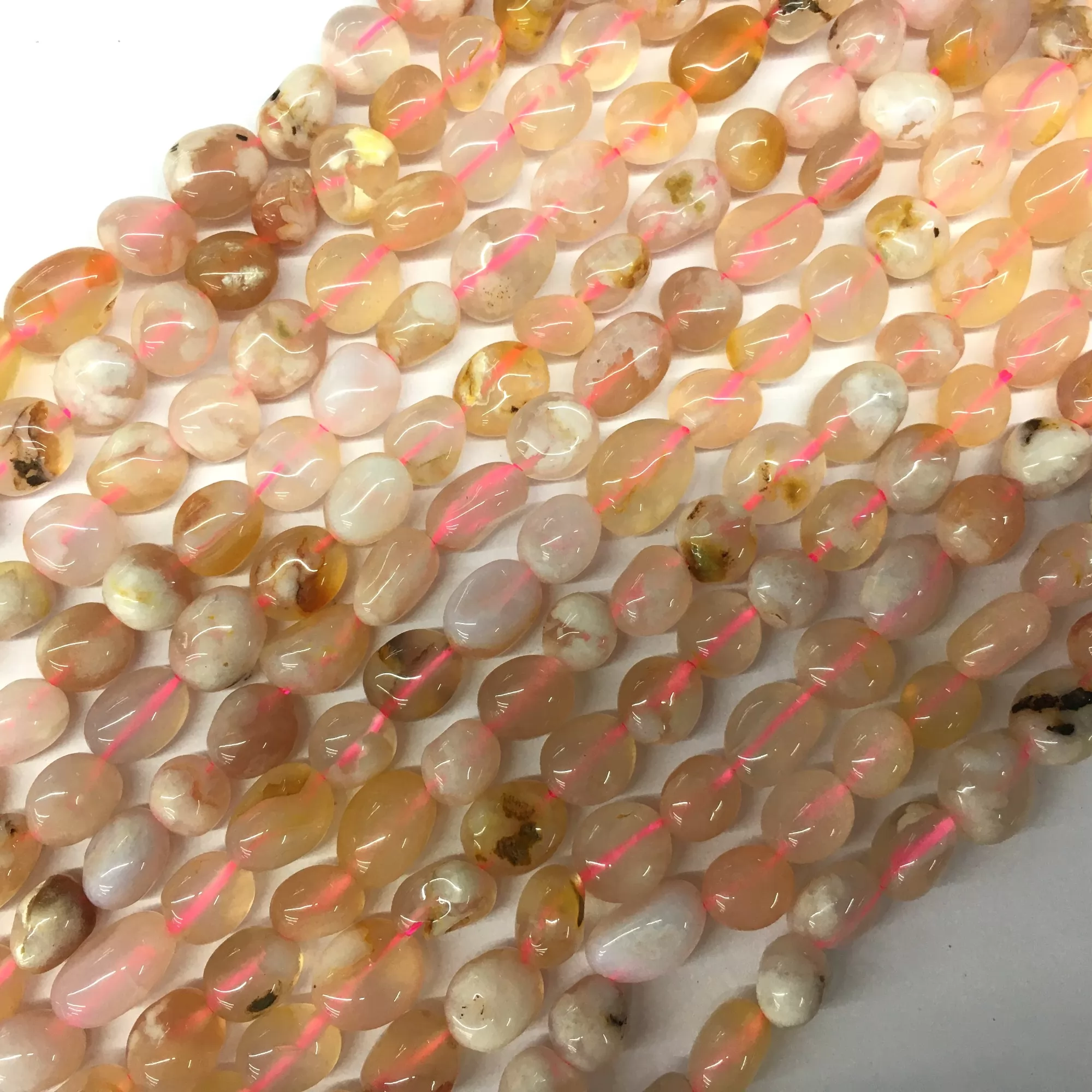 Cherry Blossom Agate, Pebble Nuggets, 6-8mm, 8-10mm, Approx 380mm