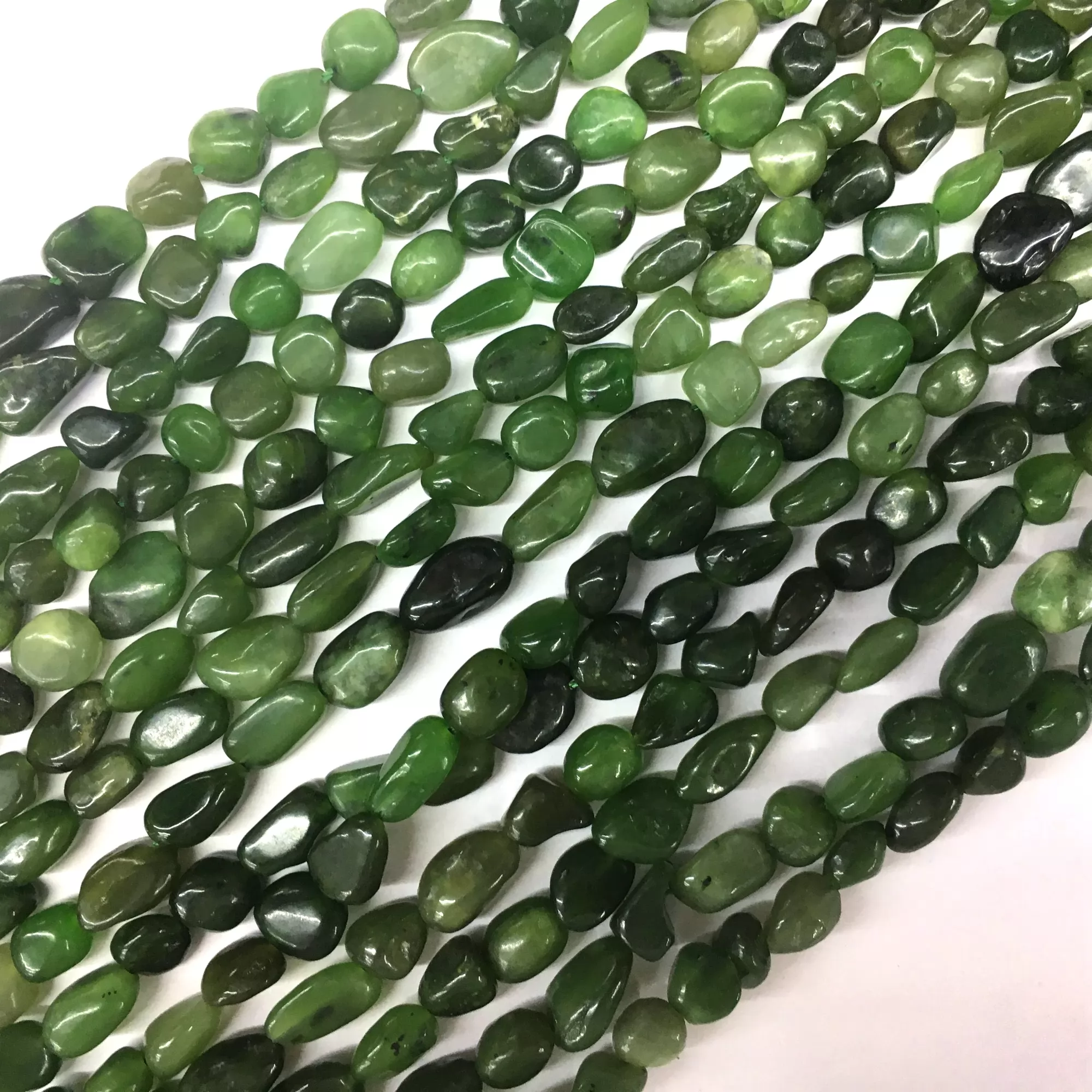 Canadian Jade, Pebble Nuggets, 6-8mm, 8-10mm, Approx 380mm