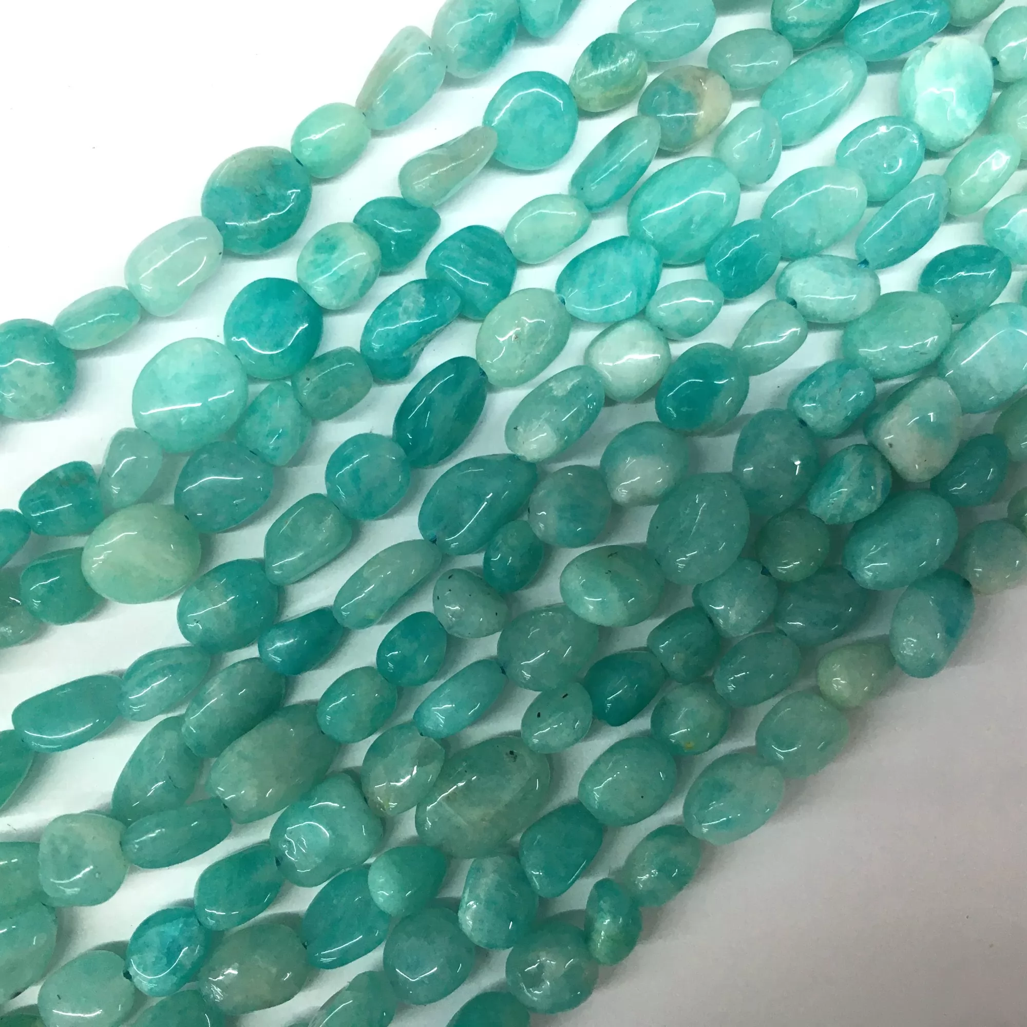 Peru Amazonite, Pebble Nuggets, 6-8mm, 8-10mm, Approx 380mm