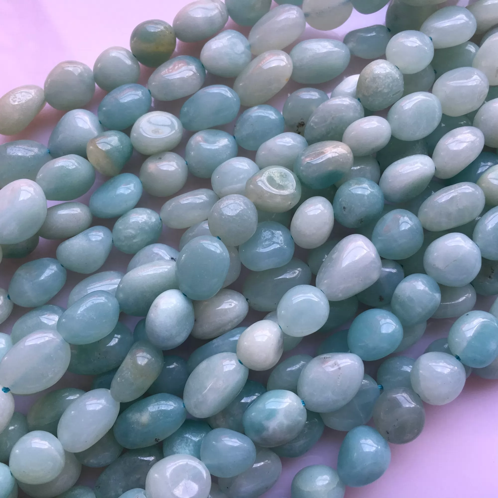 Chinese Amazonite, Pebble Nuggets, 6-8mm, 8-10mm, Approx 380mm