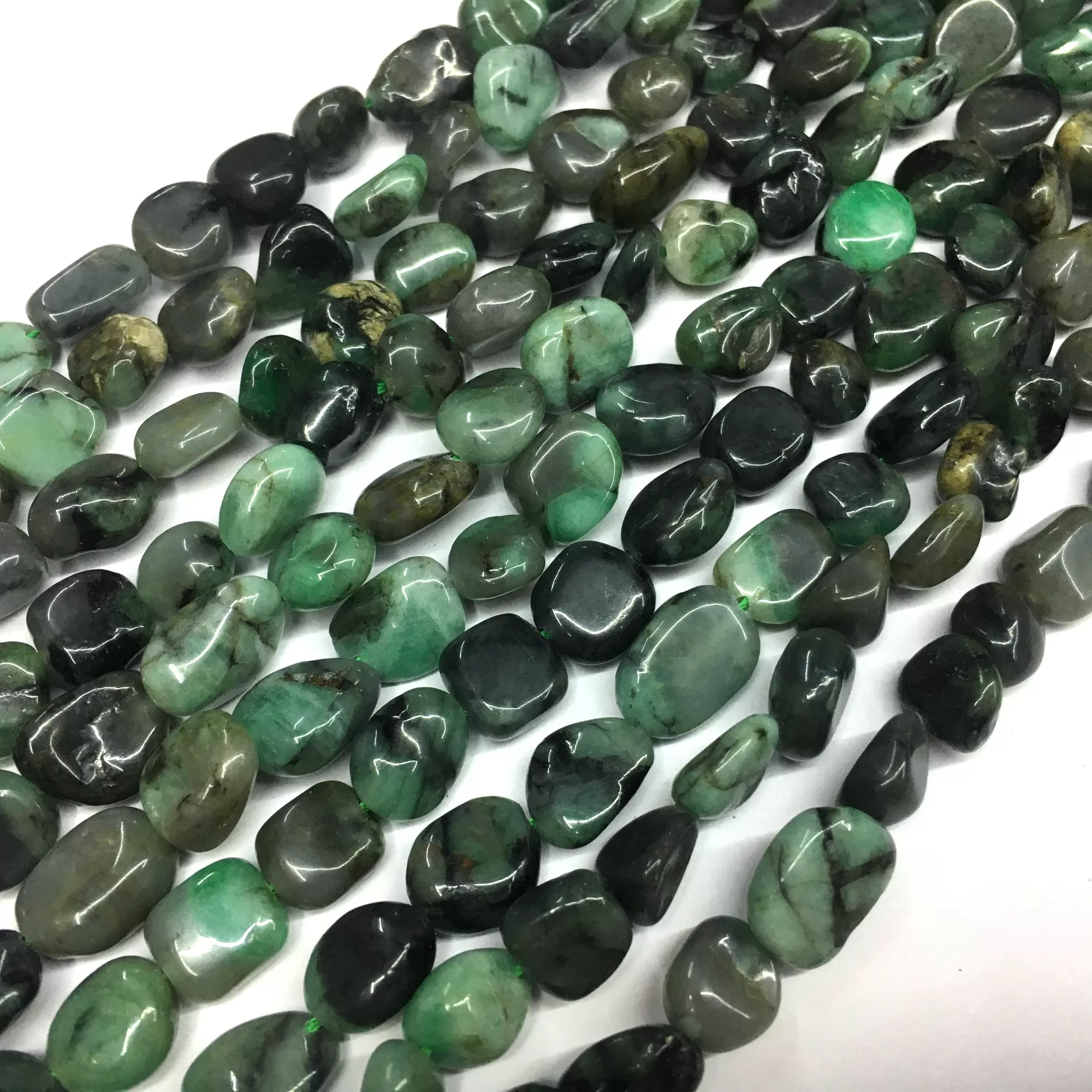 Emerald, Pebble Nuggets, 6-8mm, 8-10mm, Approx 380mm