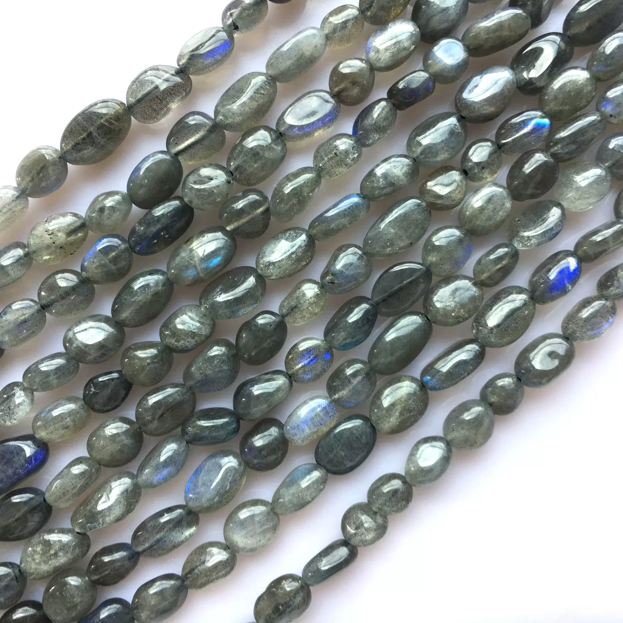 Labradorite, Pebble Nuggets, 6-8mm, 8-10mm, Approx 380mm