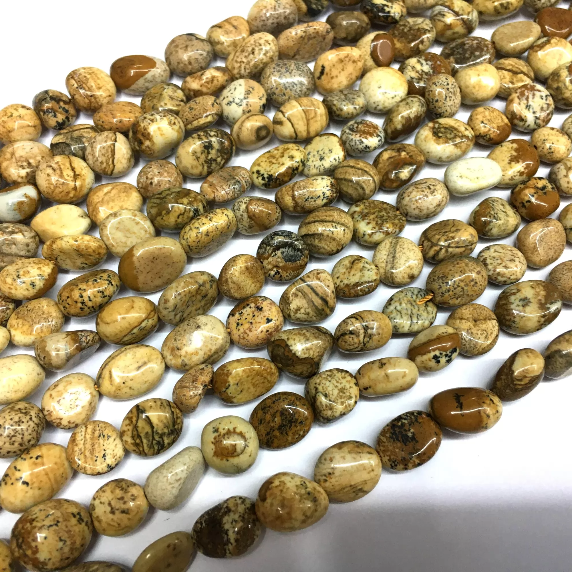 Picture Jasper, Pebble Nuggets, 6-8mm, 8-10mm, Approx 380mm