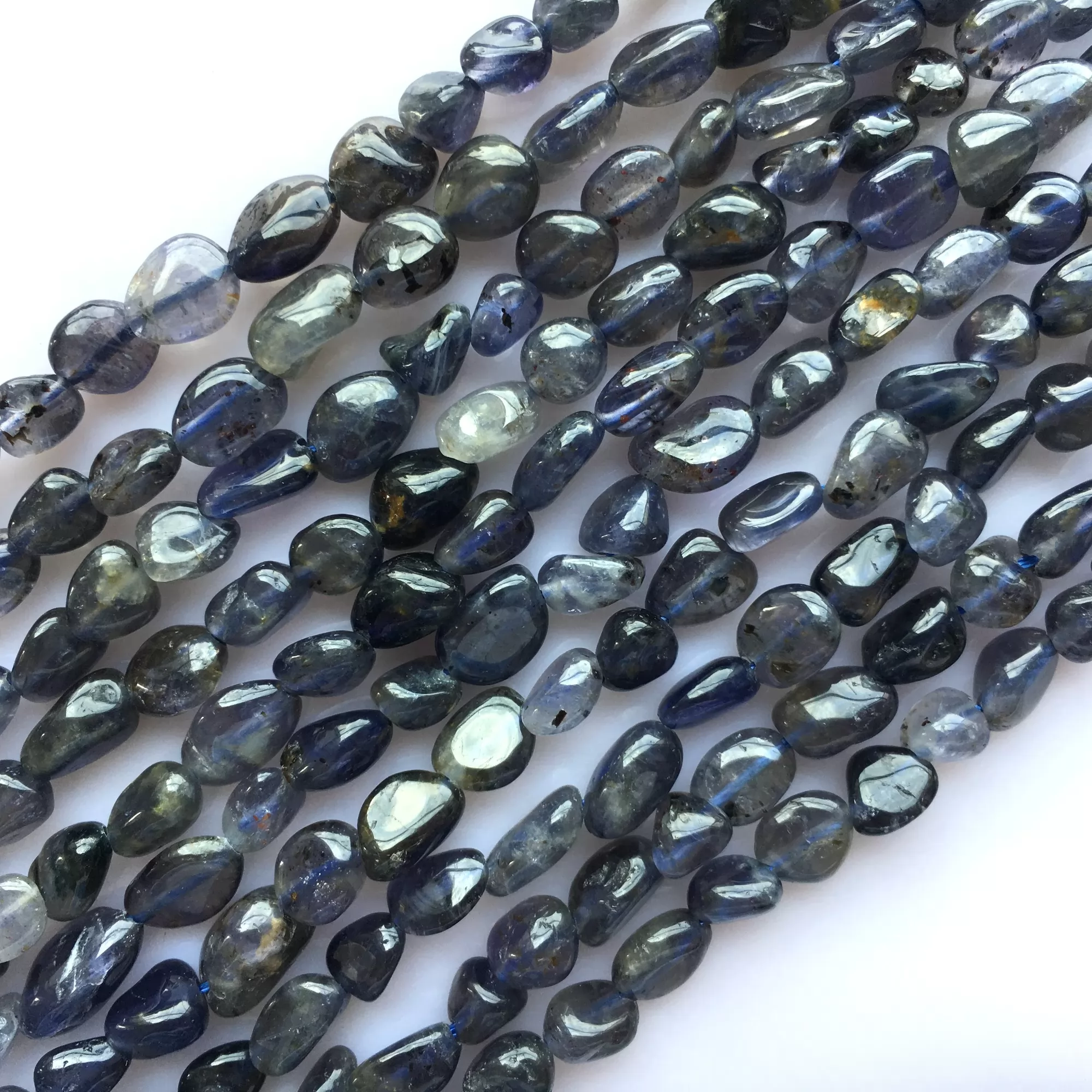 Iolite, Pebble Nuggets, 6-8mm, 8-10mm, Approx 380mm
