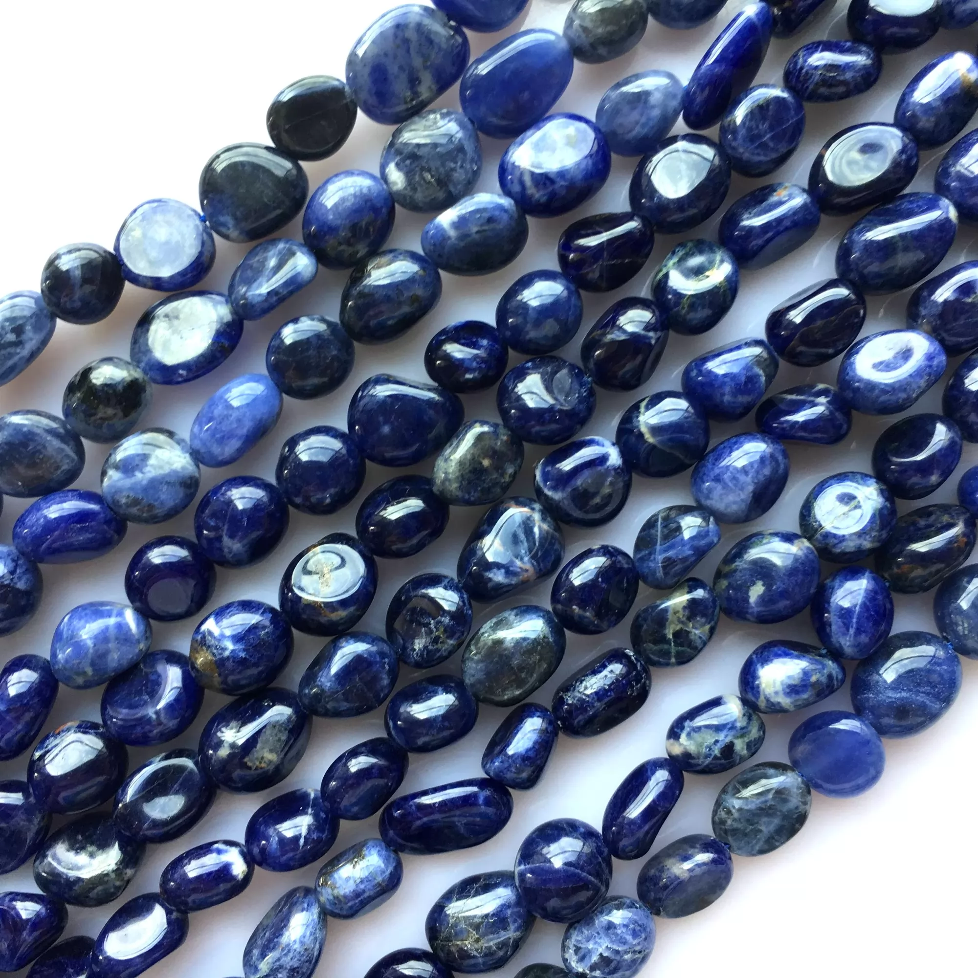 Sodalite, Pebble Nuggets, 6-8mm, 8-10mm, Approx 380mm