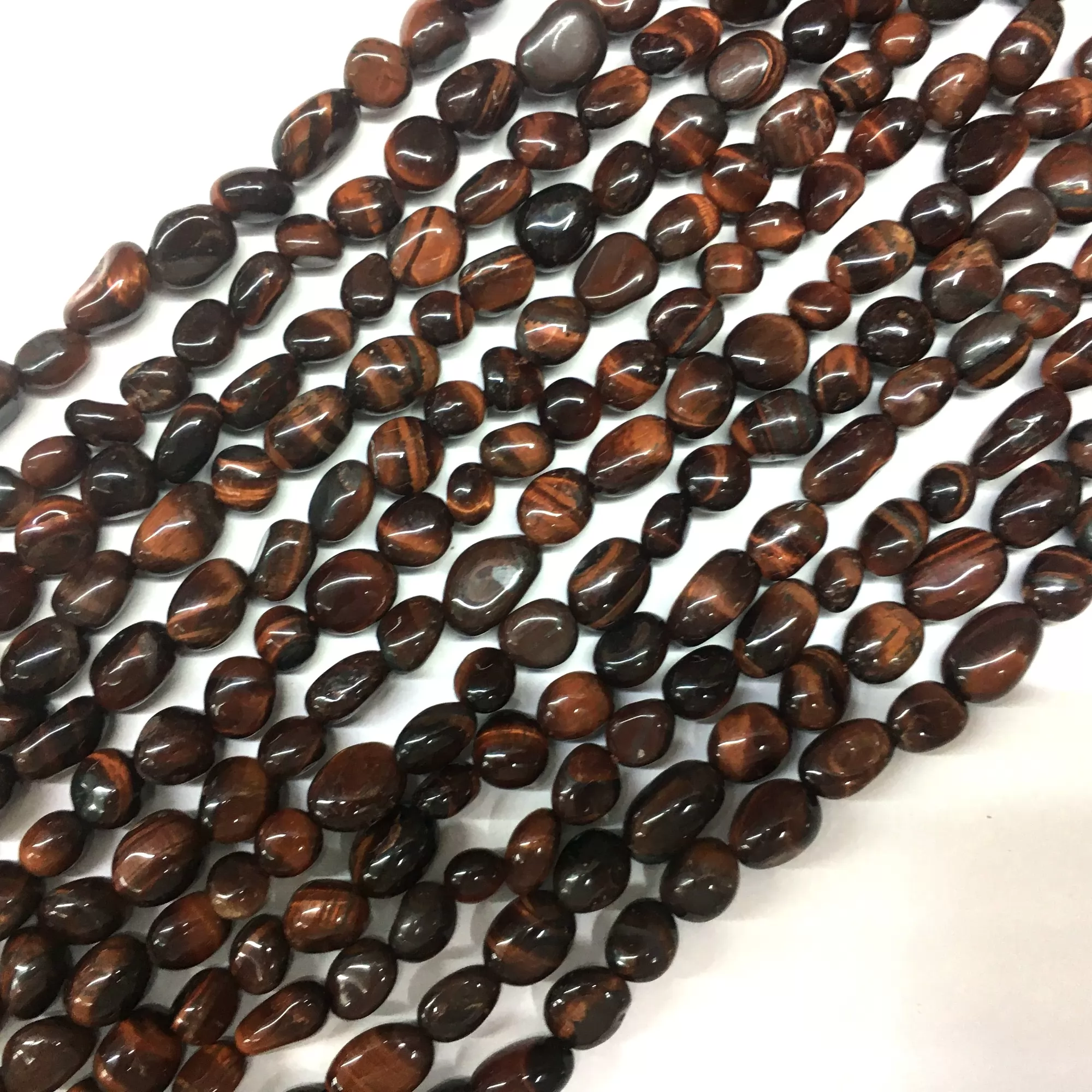 Red Tiger Eye, Pebble Nuggets, 6-8mm, 8-10mm, Approx 380mm