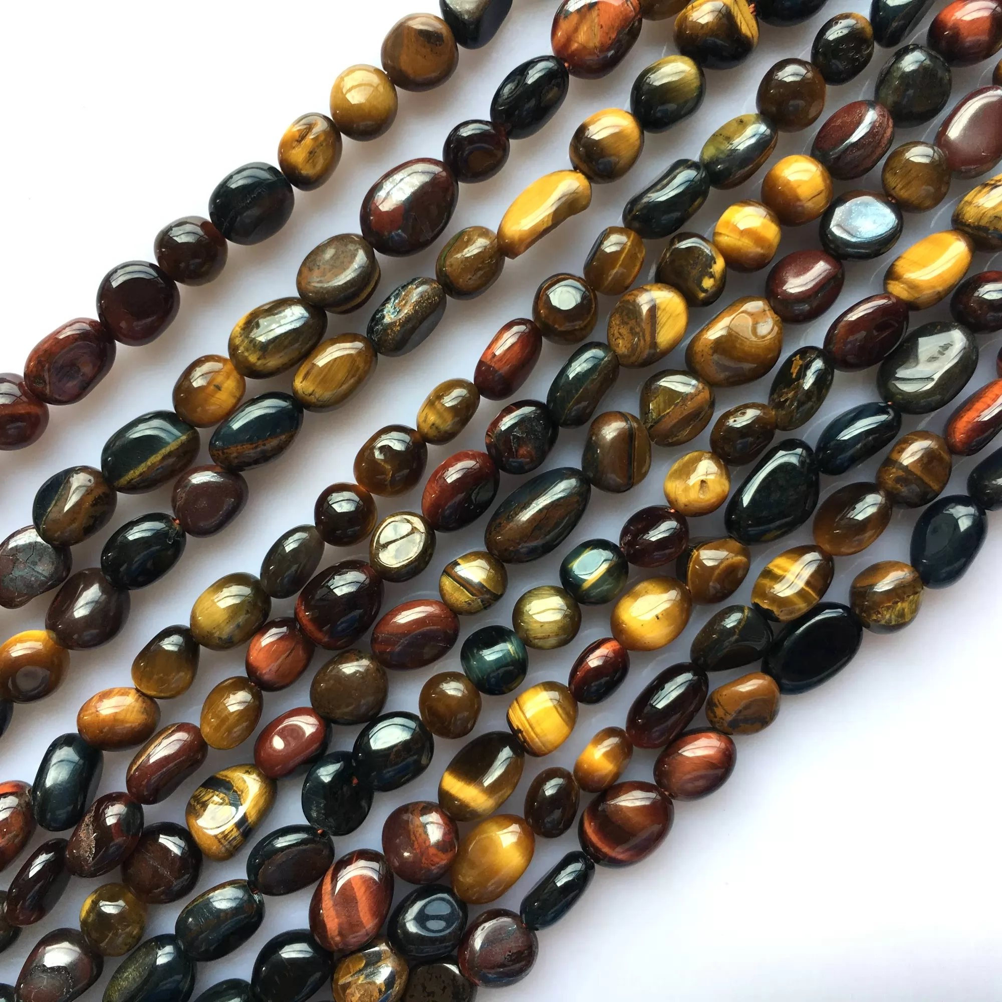 Multicolor Tiger Eye, Pebble Nuggets, 6-8mm, 8-10mm, Approx 380mm