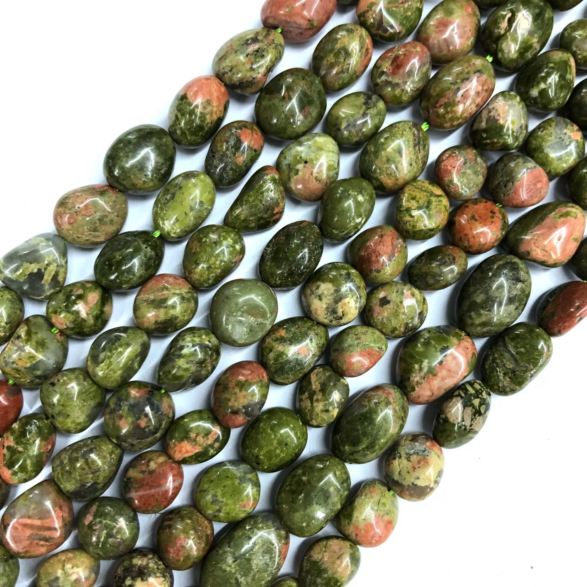 Unakite, Pebble Nuggets, 6-8mm, 8-10mm, Approx 380mm