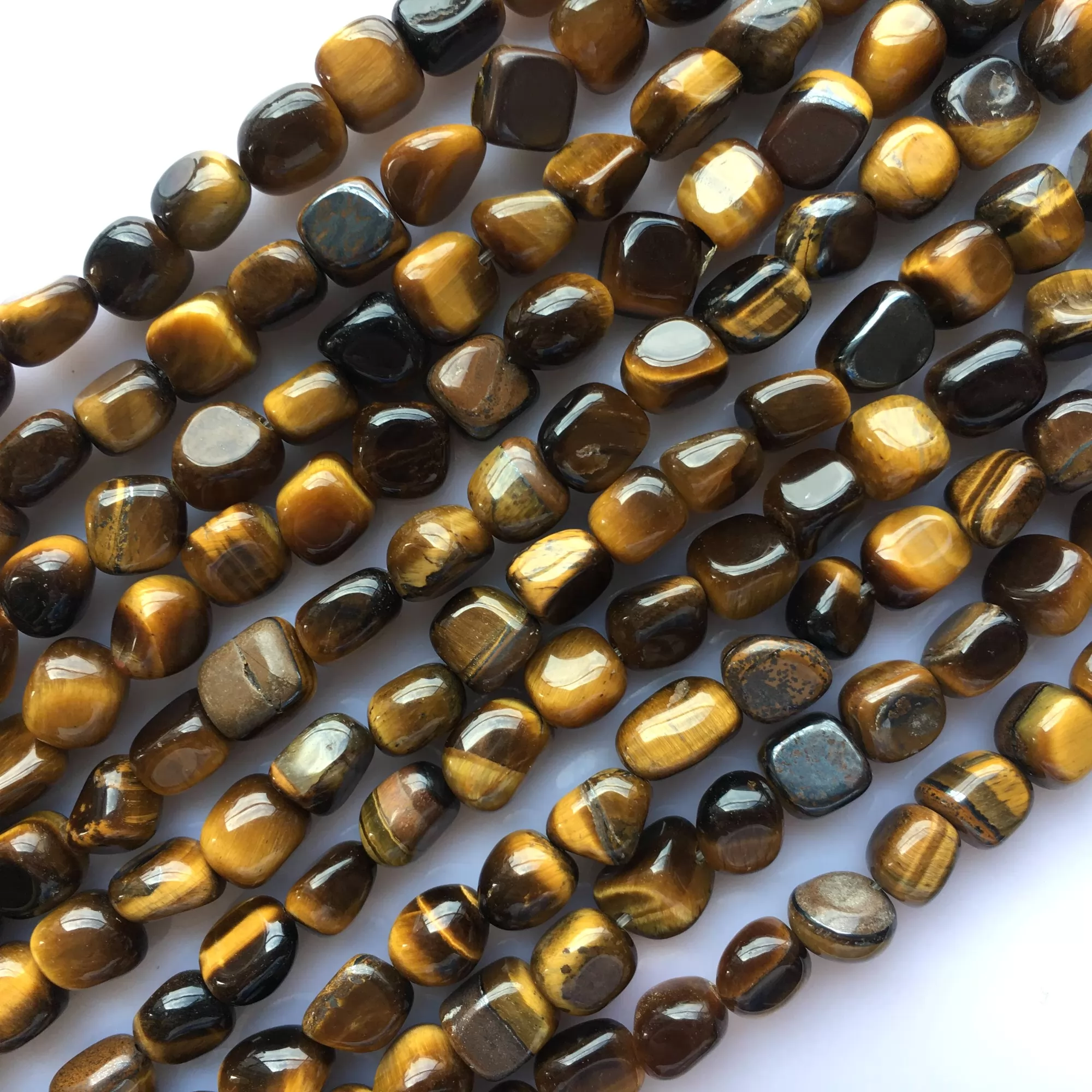 Yellow Tiger Eye, Pebble Nuggets, 6-8mm, 8-10mm, Approx 380mm