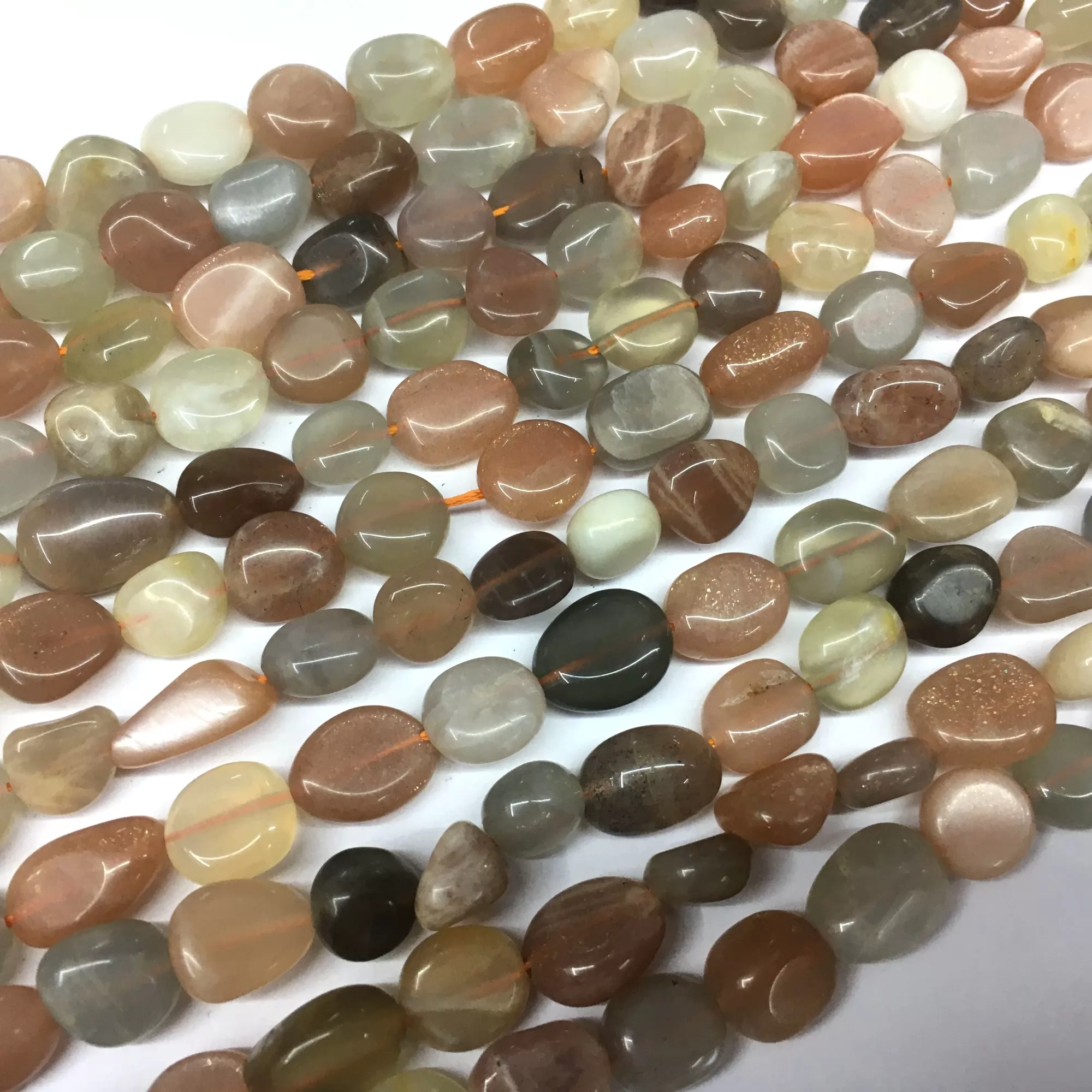 Multicolor Moonstone, Pebble Nuggets, 6-8mm, 8-10mm, Approx 380mm