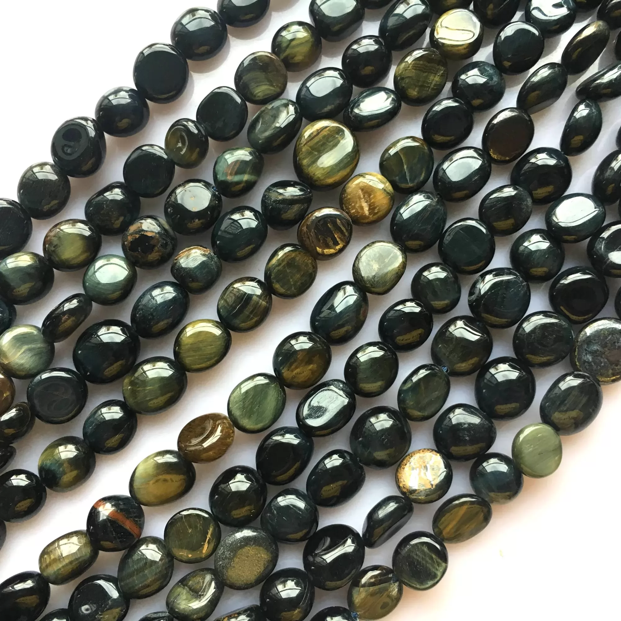 Blue Tiger Eye, Pebble Nuggets, 6-8mm, 8-10mm, Approx 380mm