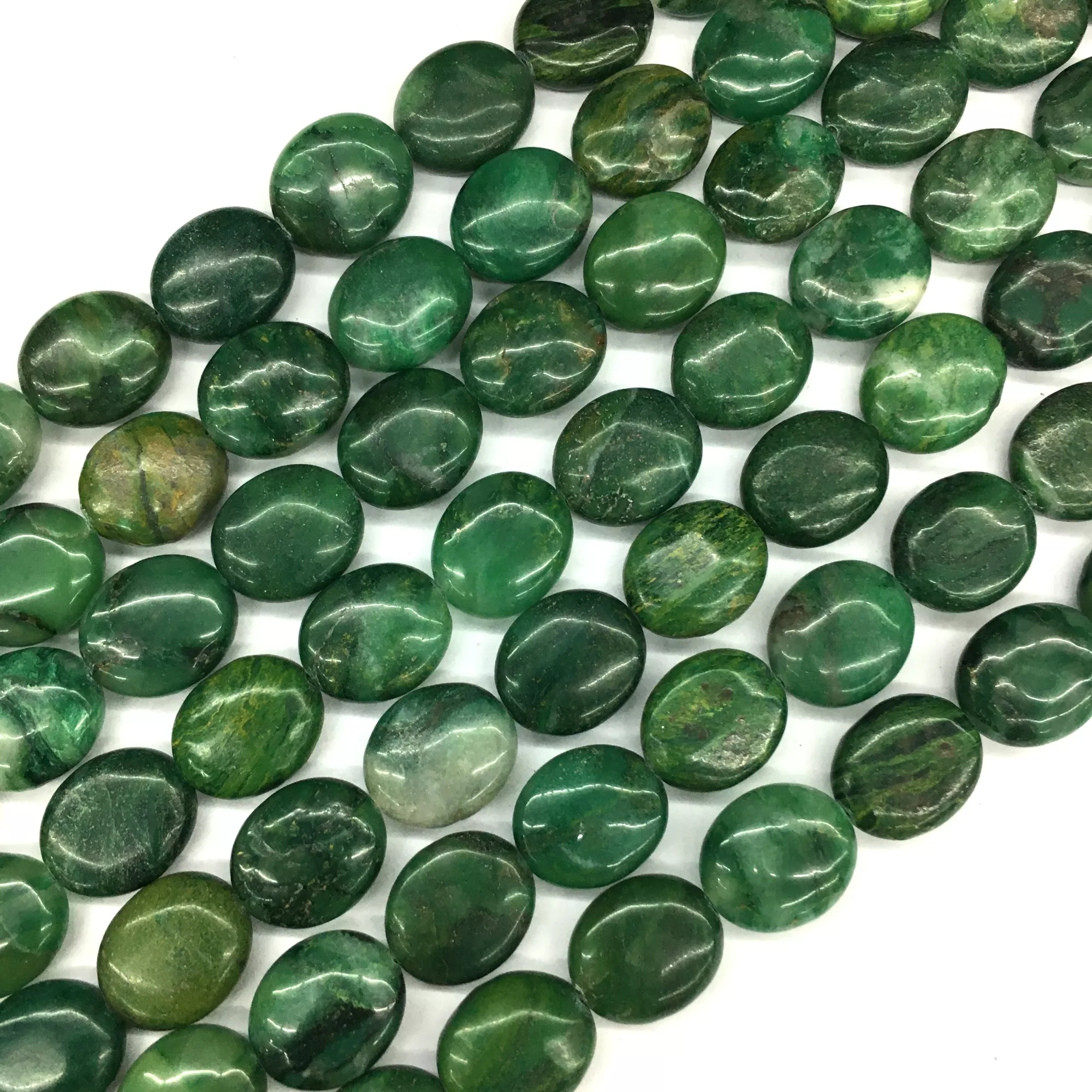 African Jade, Puff Oval,12x14mm, Approx 380mm
