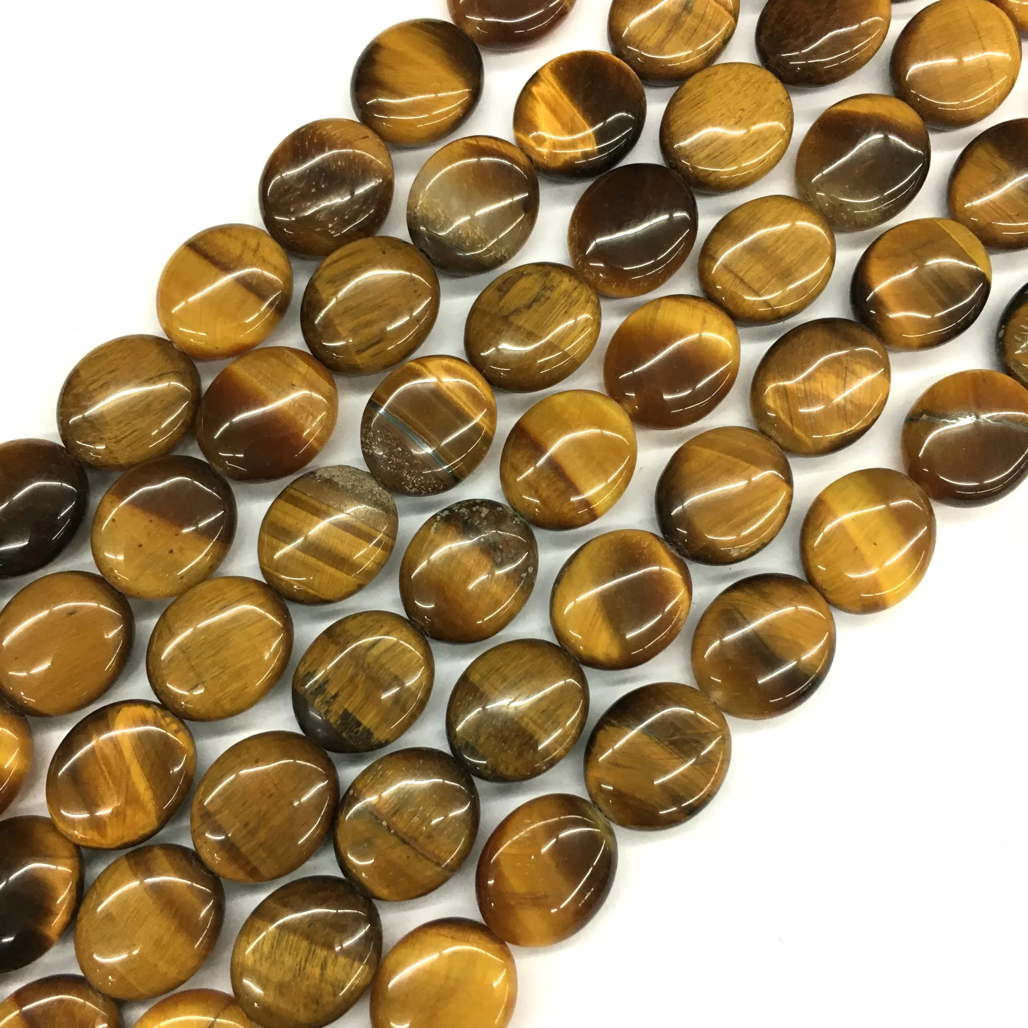 Tiger Eye, Puff Oval,12x14mm, Approx 380mm