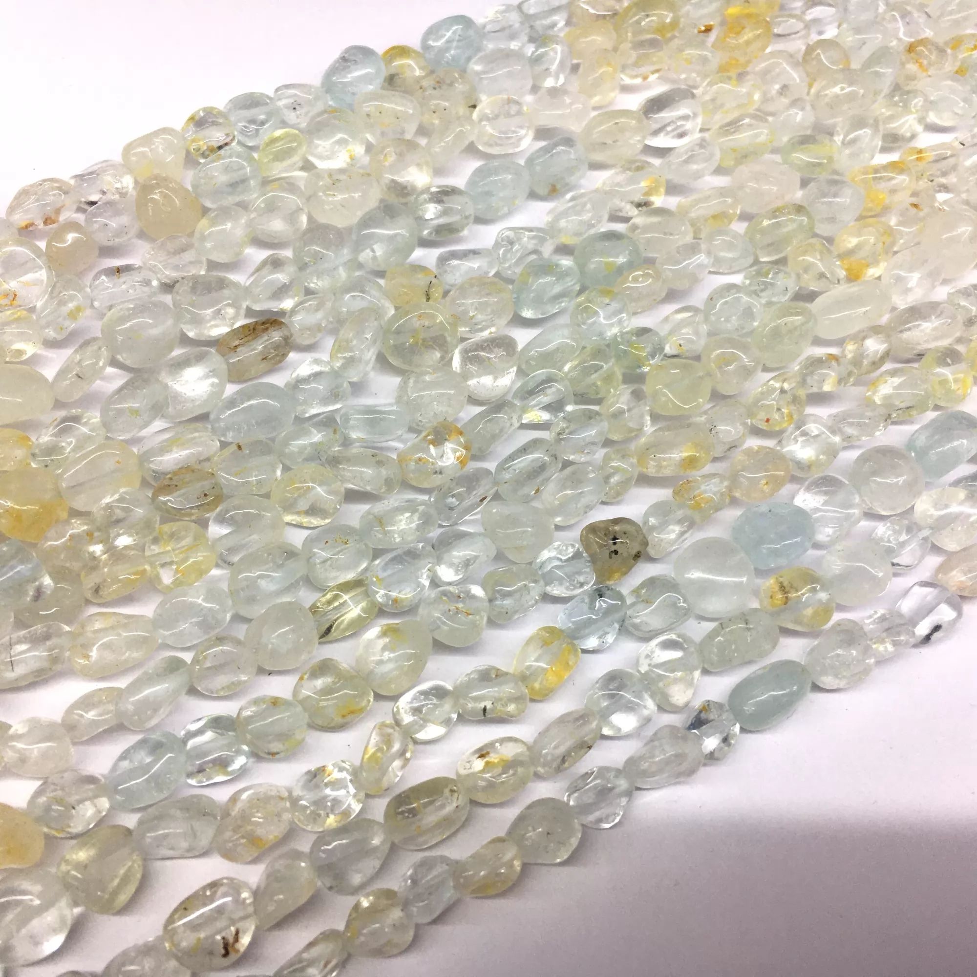 White Yellow Topaz, Pebble Nuggets, 6-8mm, 8-10mm, Approx 380mm