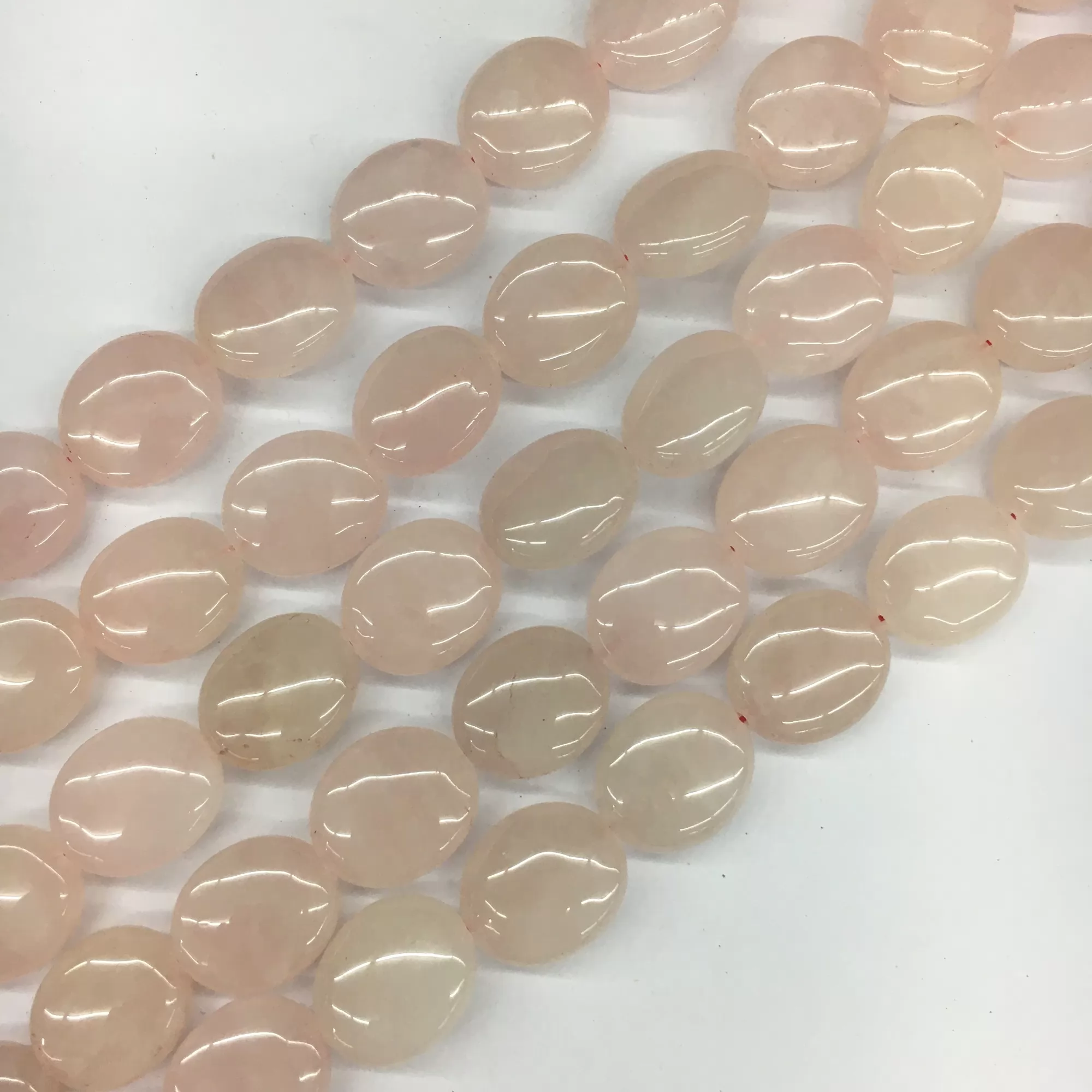 Rose Quartz, Puff Oval,12x14mm, Approx 380mm