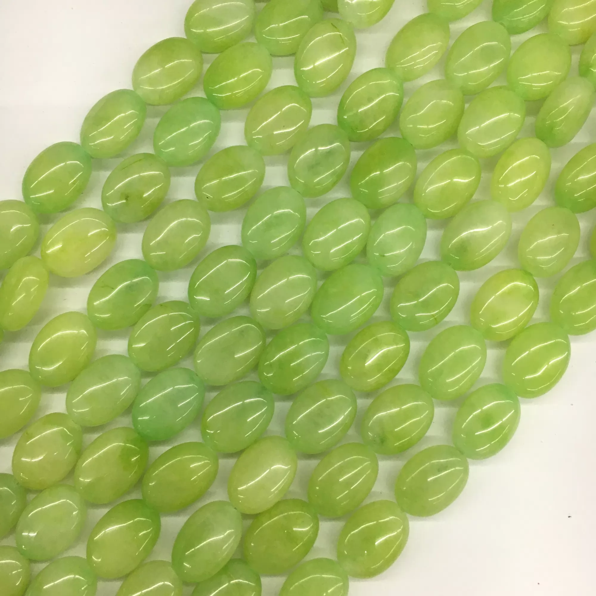 Dyed Green Jade, Puff Oval,12x14mm, Approx 380mm