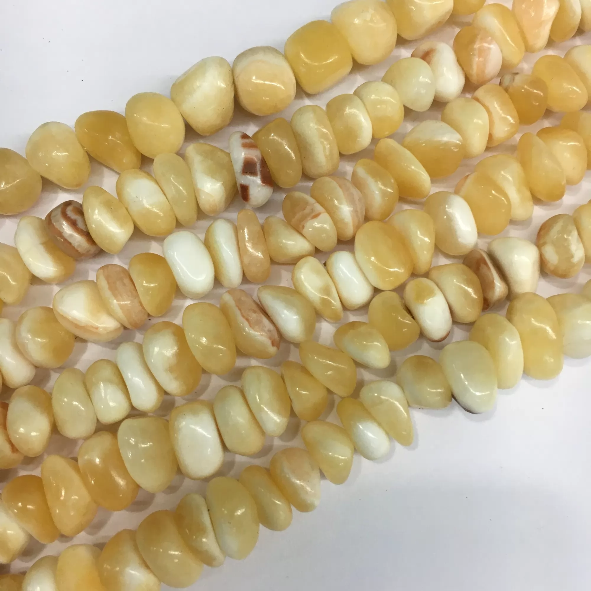 Yellow Calcite, Side Drilled Nuggets, 9-13mm, Approx 380mm