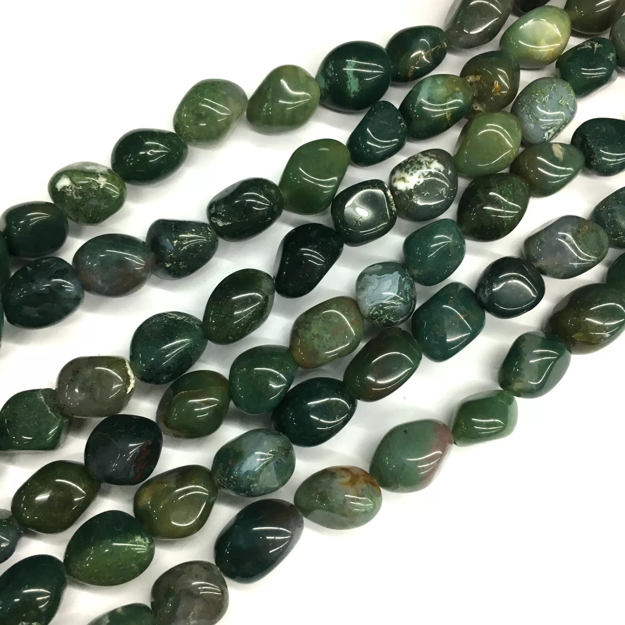 Moss Agate, Nuggets,12-16mm, Approx 380mm