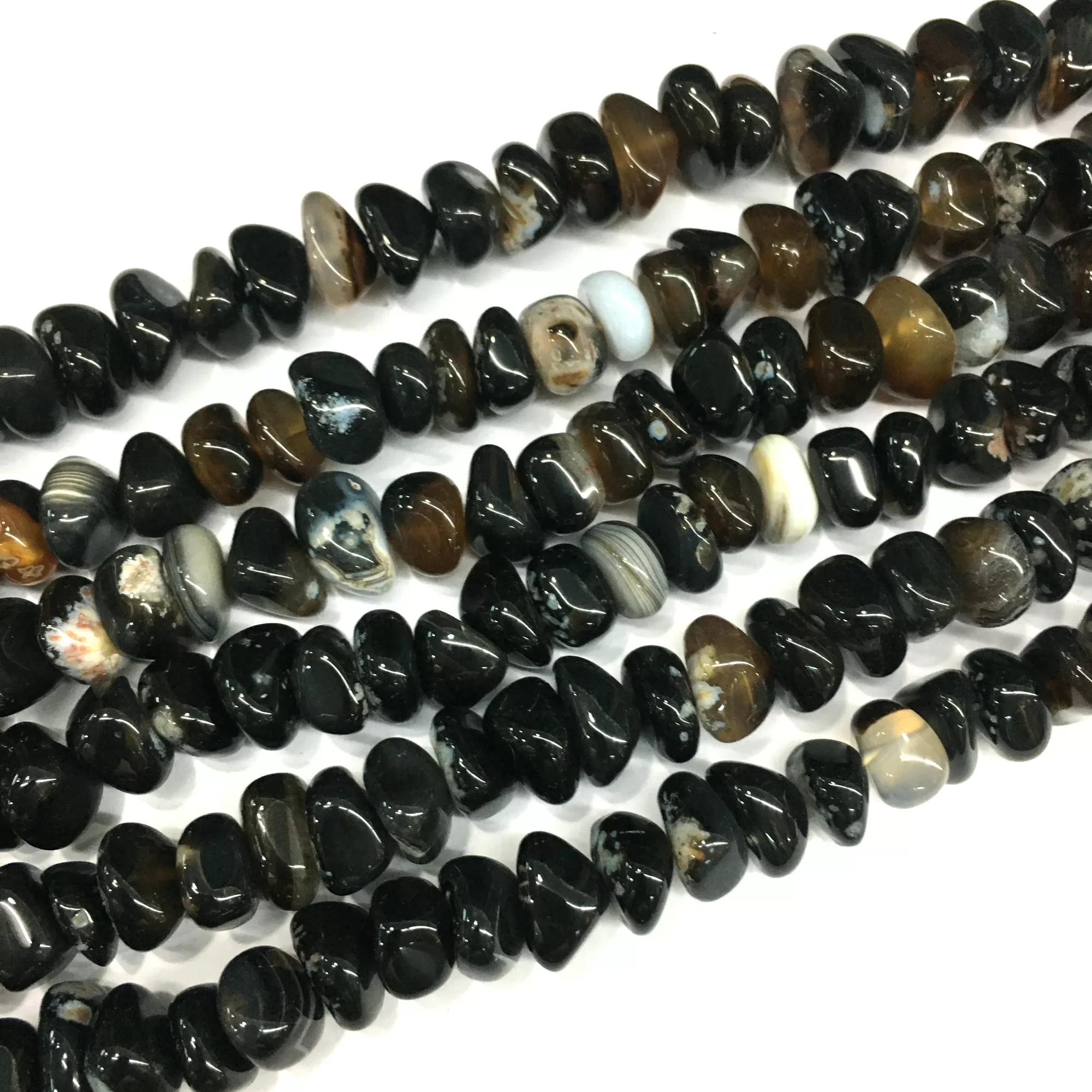 Black Banded Agate, Side Drilled Nuggets, 7-9mm, 9-13mm, Approx 380mm