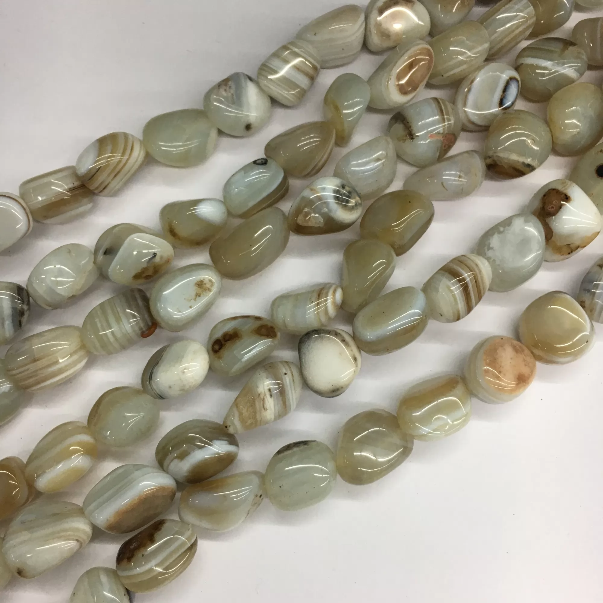 White Banded Agate, Nuggets,12-16mm, Approx 380mm