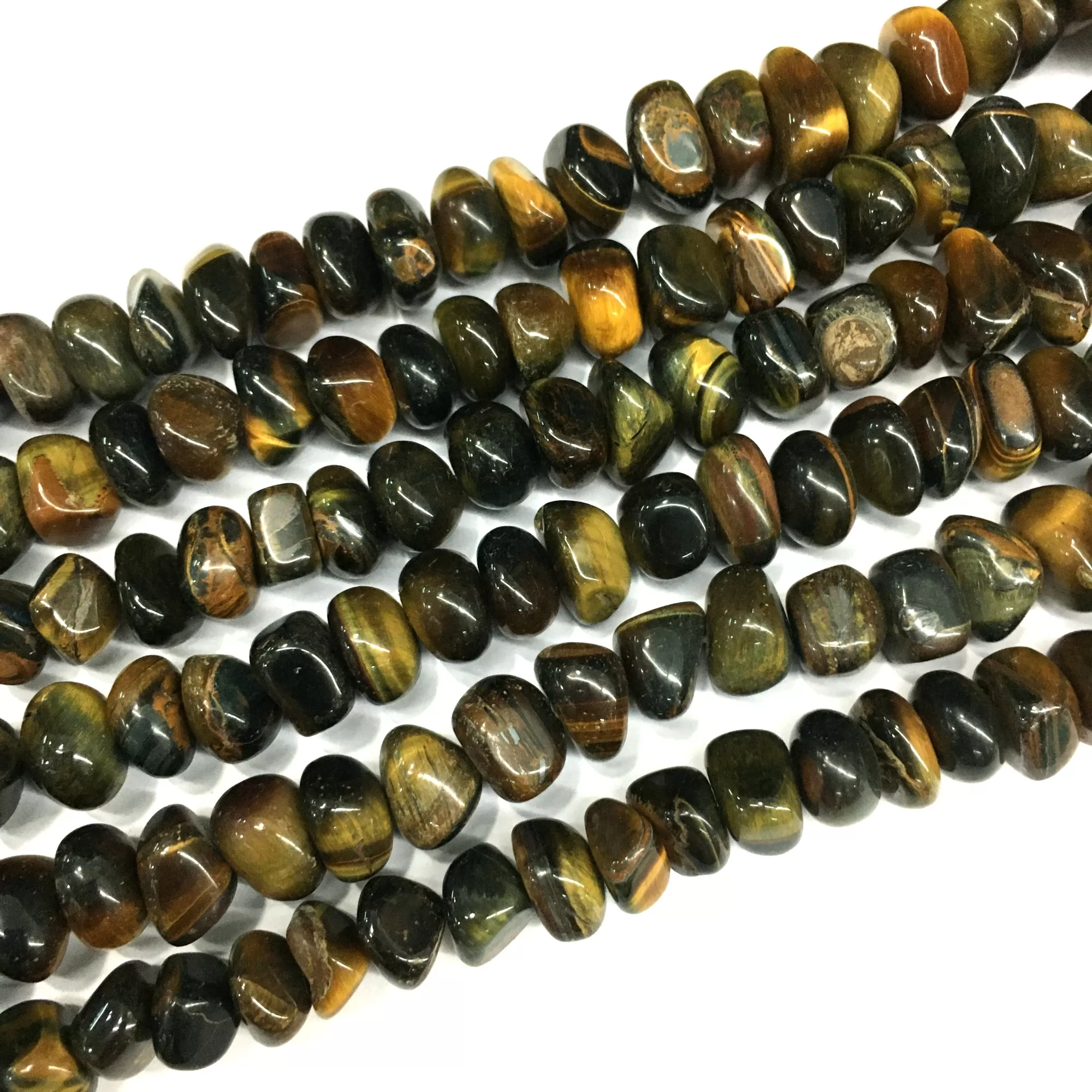 Natural Tiger Eye, Side Drilled Nuggets, 9-13mm, Approx 380mm