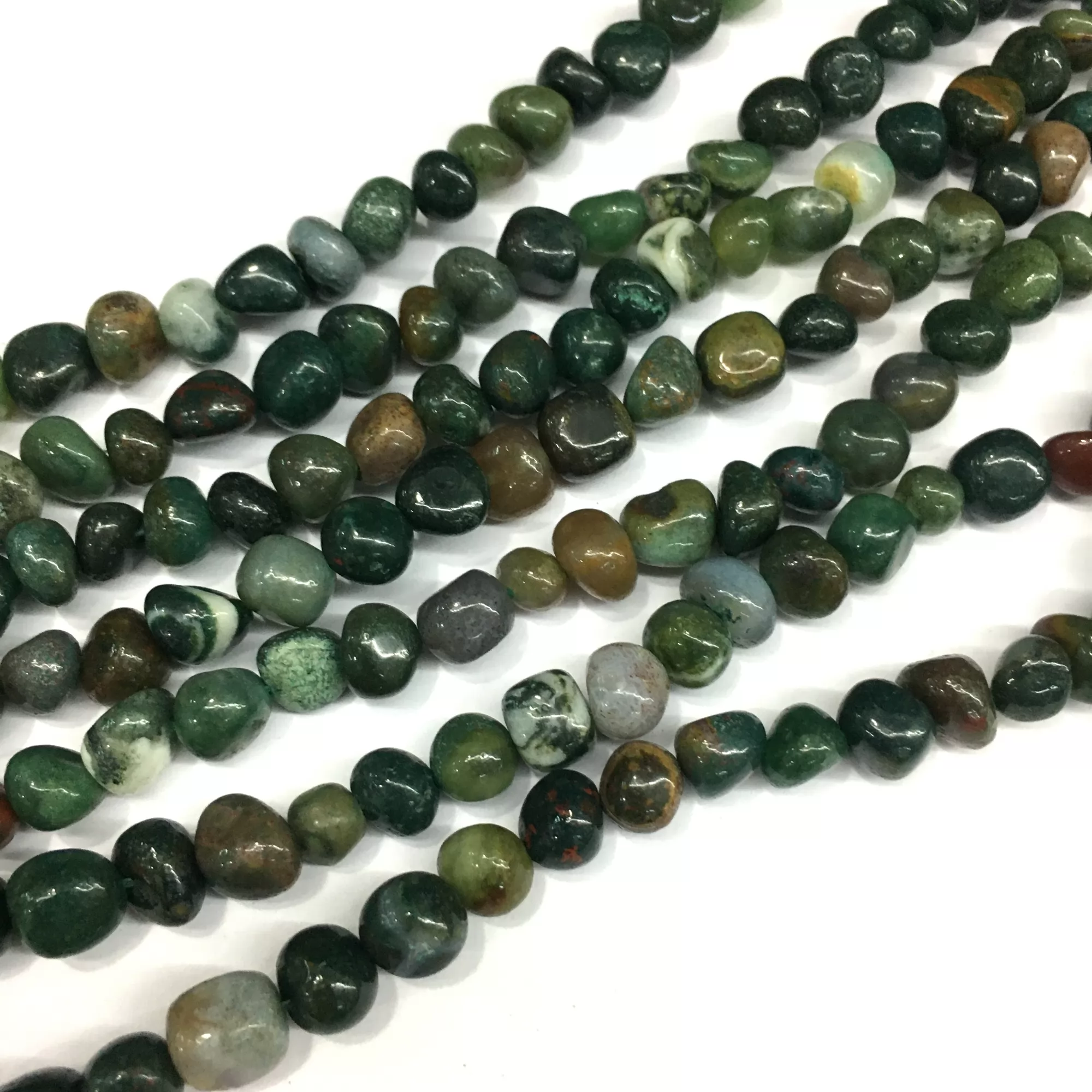 Moss Agate, Nuggets, 9-13mm, Approx 380mm