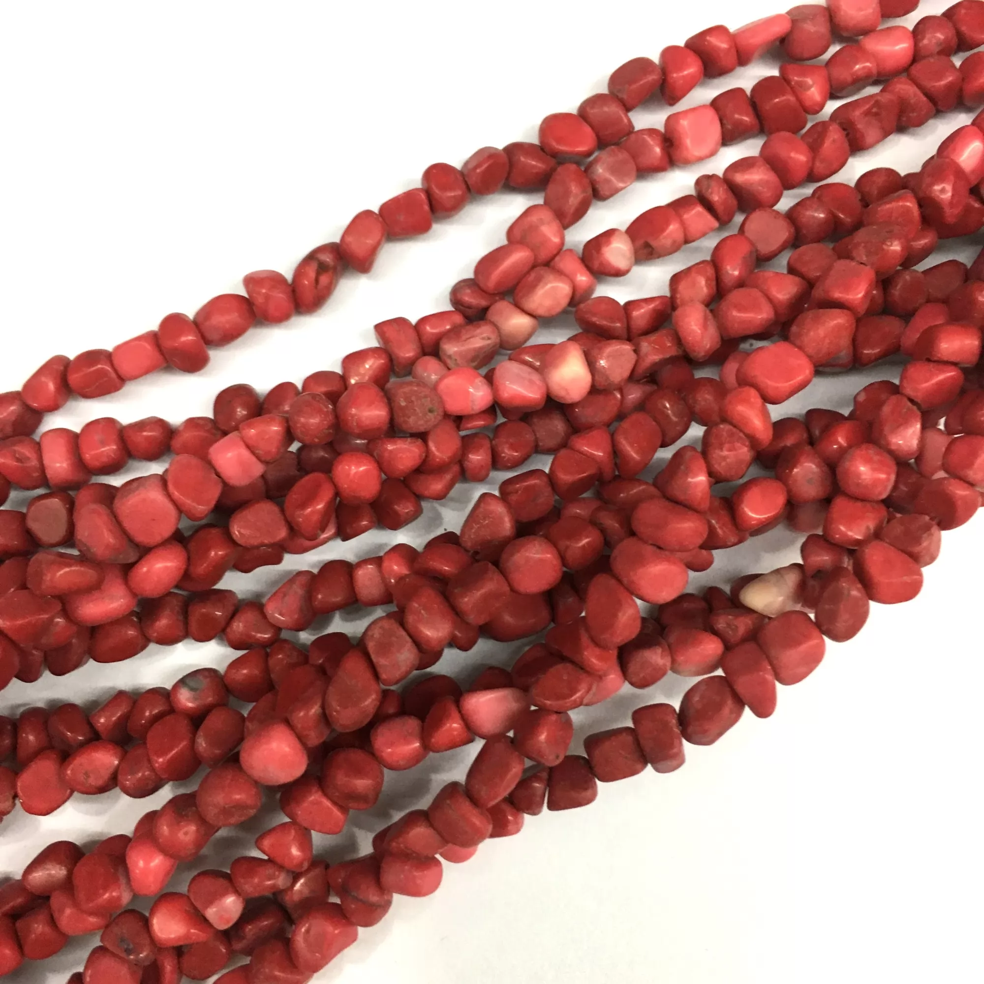Dyed Red White Stone, Nuggets,3-5mm, Approx 380mm