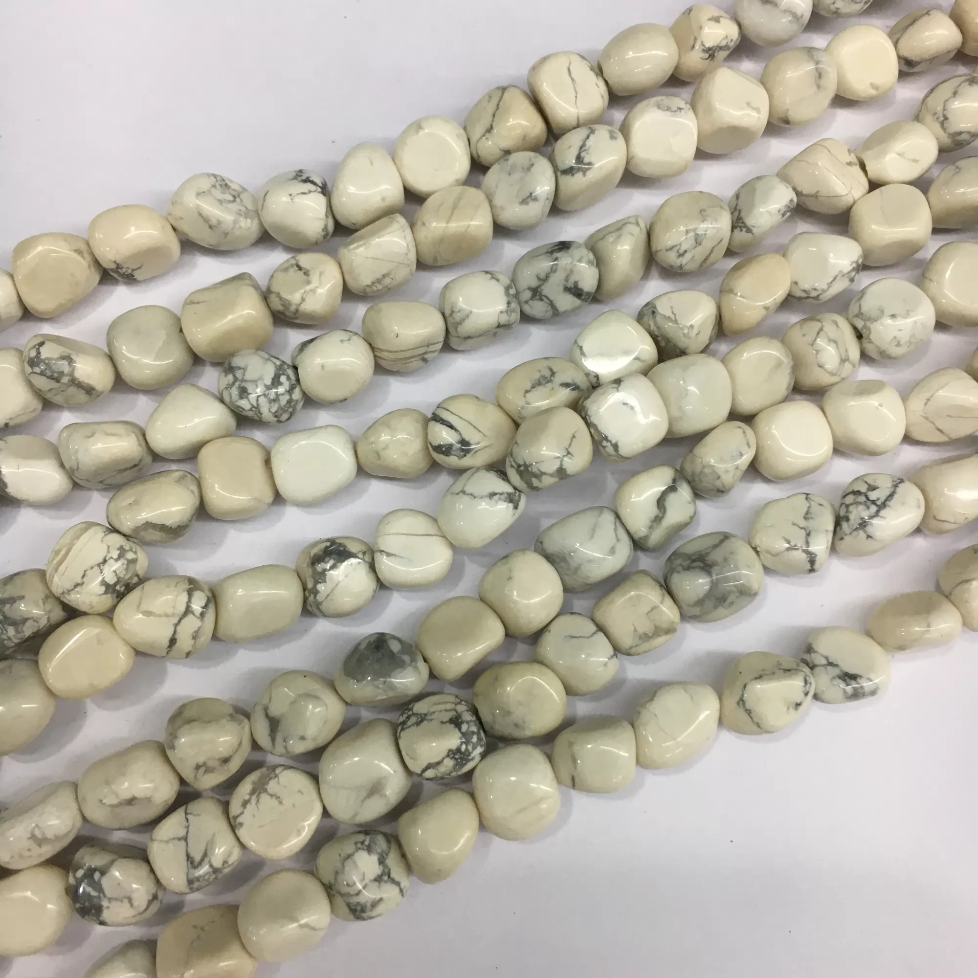 White Howlite, Nuggets, 9-13mm, Approx 380mm