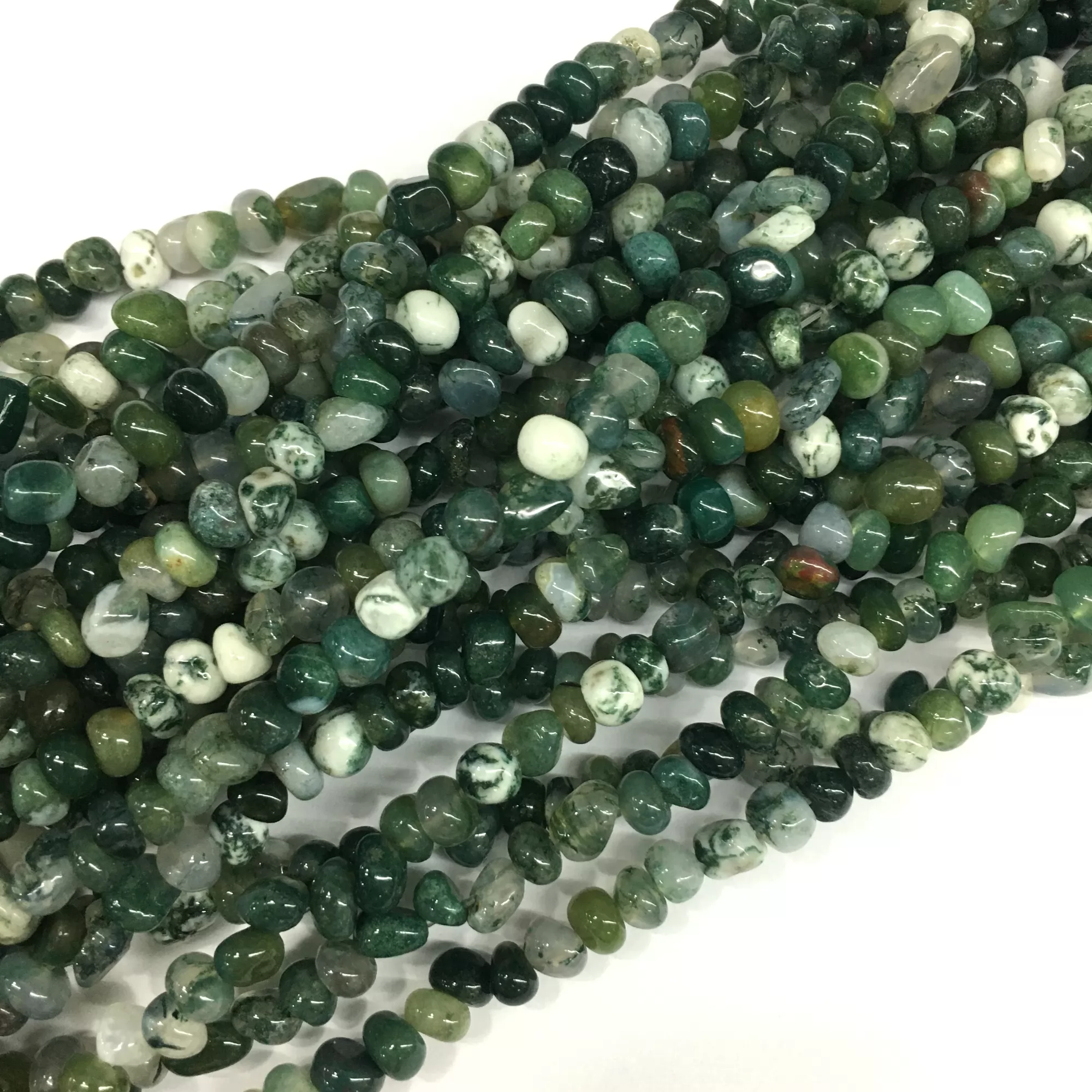 Moss Agate, Nuggets, 3-5mm, Approx 380mm
