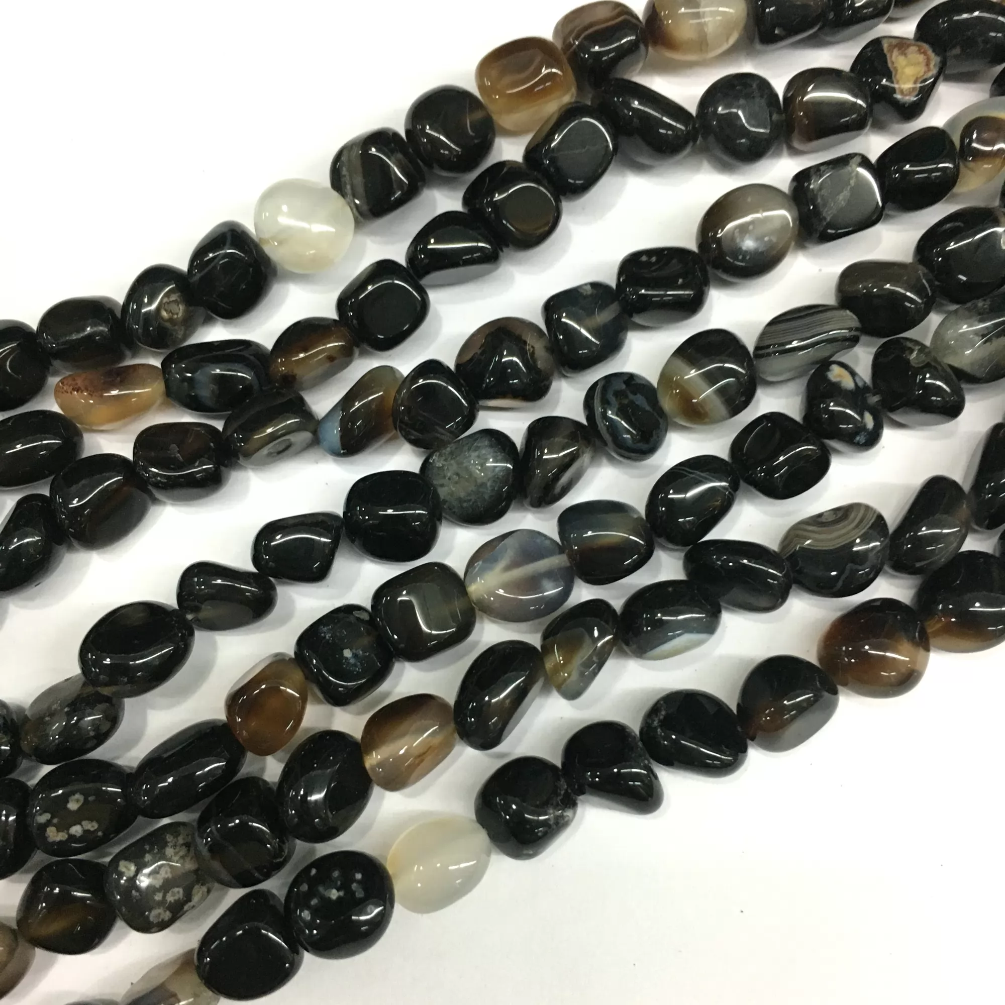 Black Banded Agate, 9-13mm, Approx 380mm