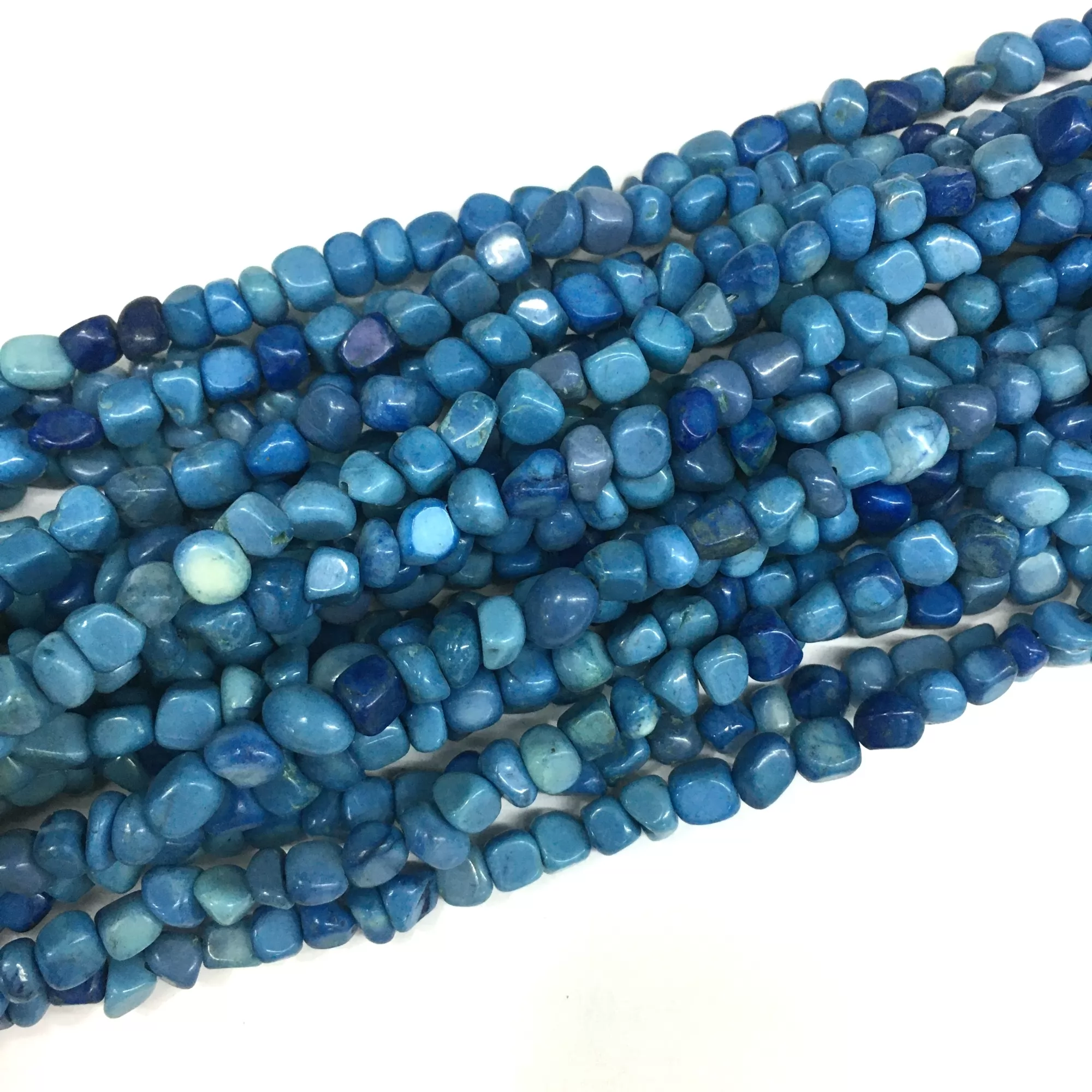 Dyed Blue White Stone, Nuggets,3-5mm, Approx 380mm