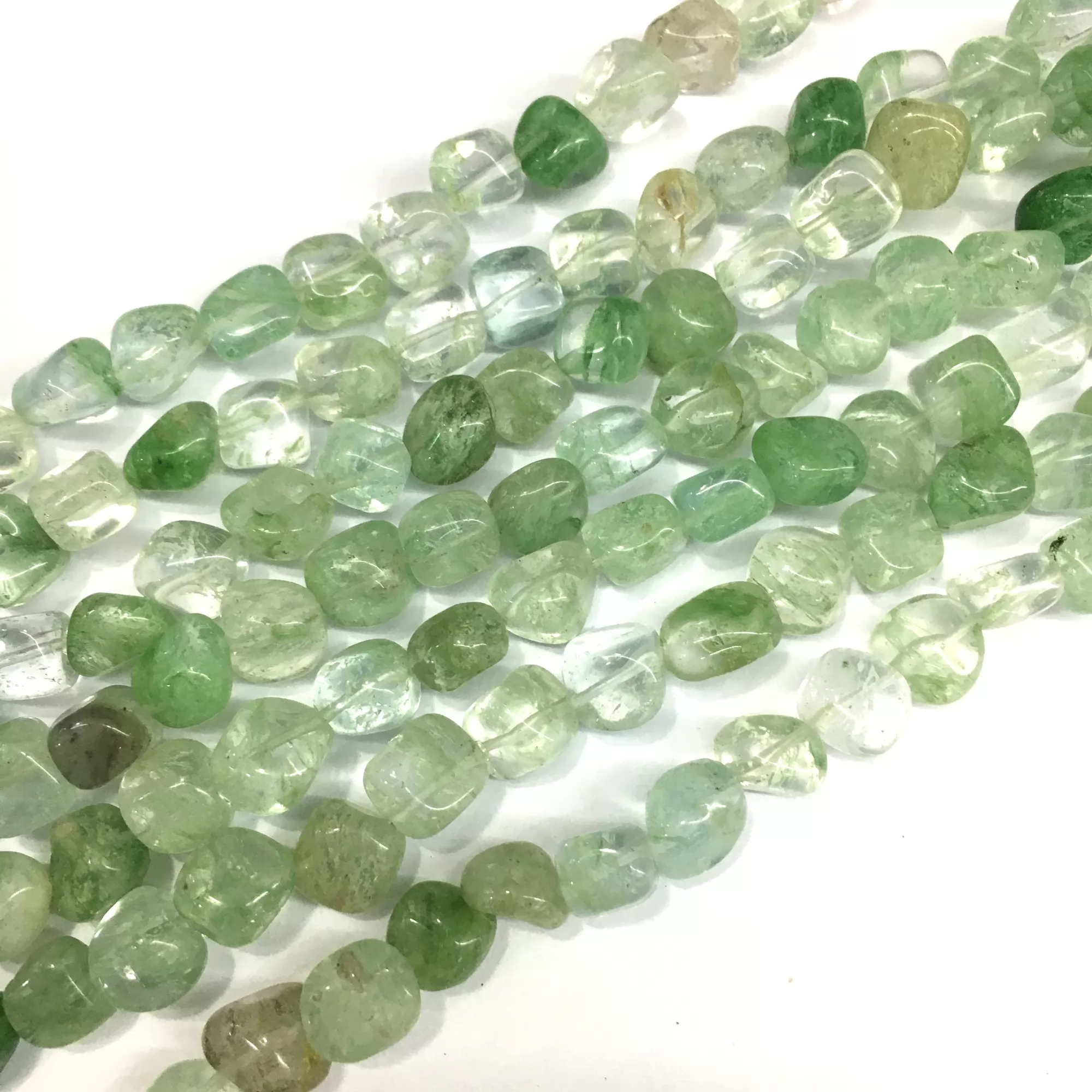Green Glass, Nuggets, 7-9mm, Approx 380mm