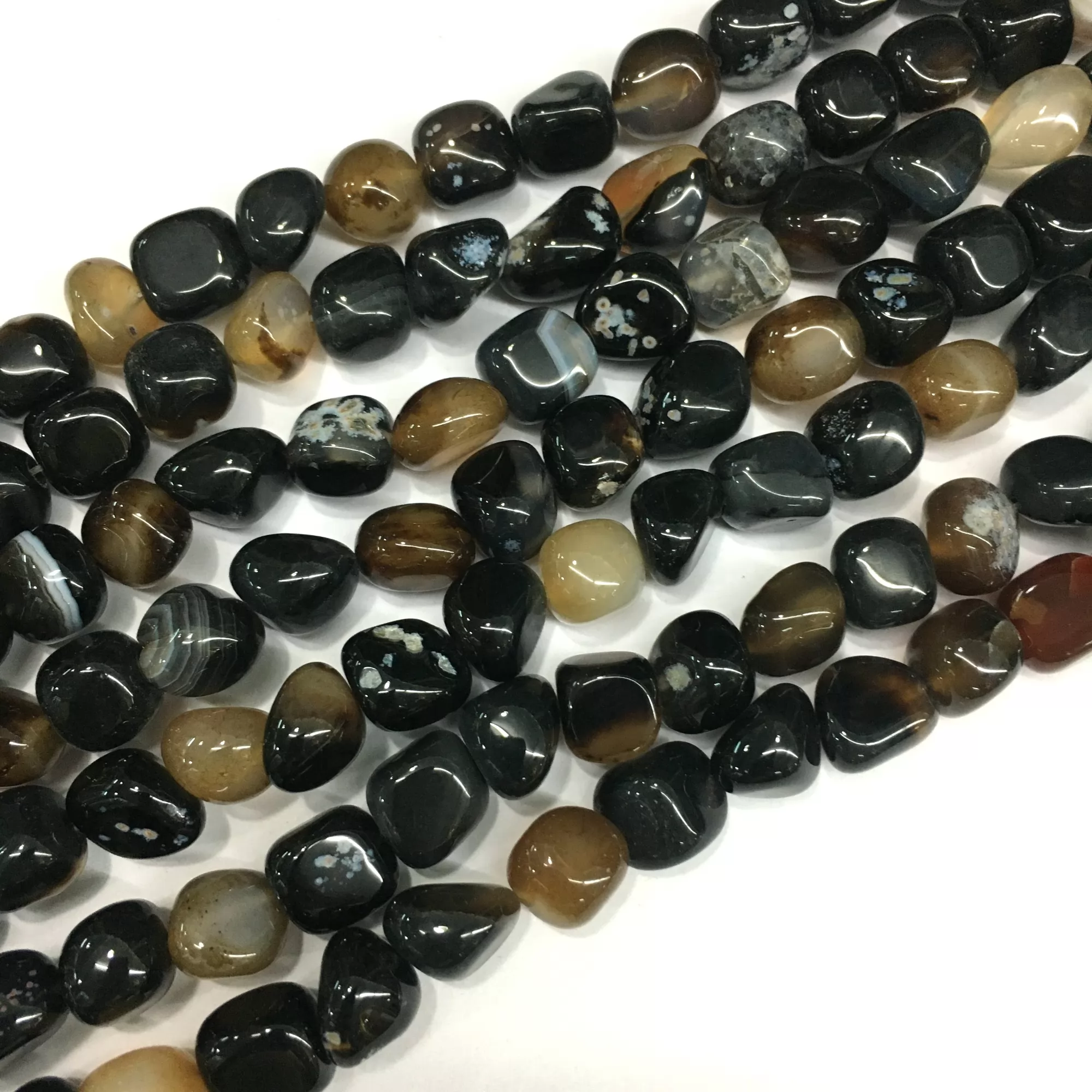 Black Banded Agate, Nuggets, 10-14mm, Approx 380mm