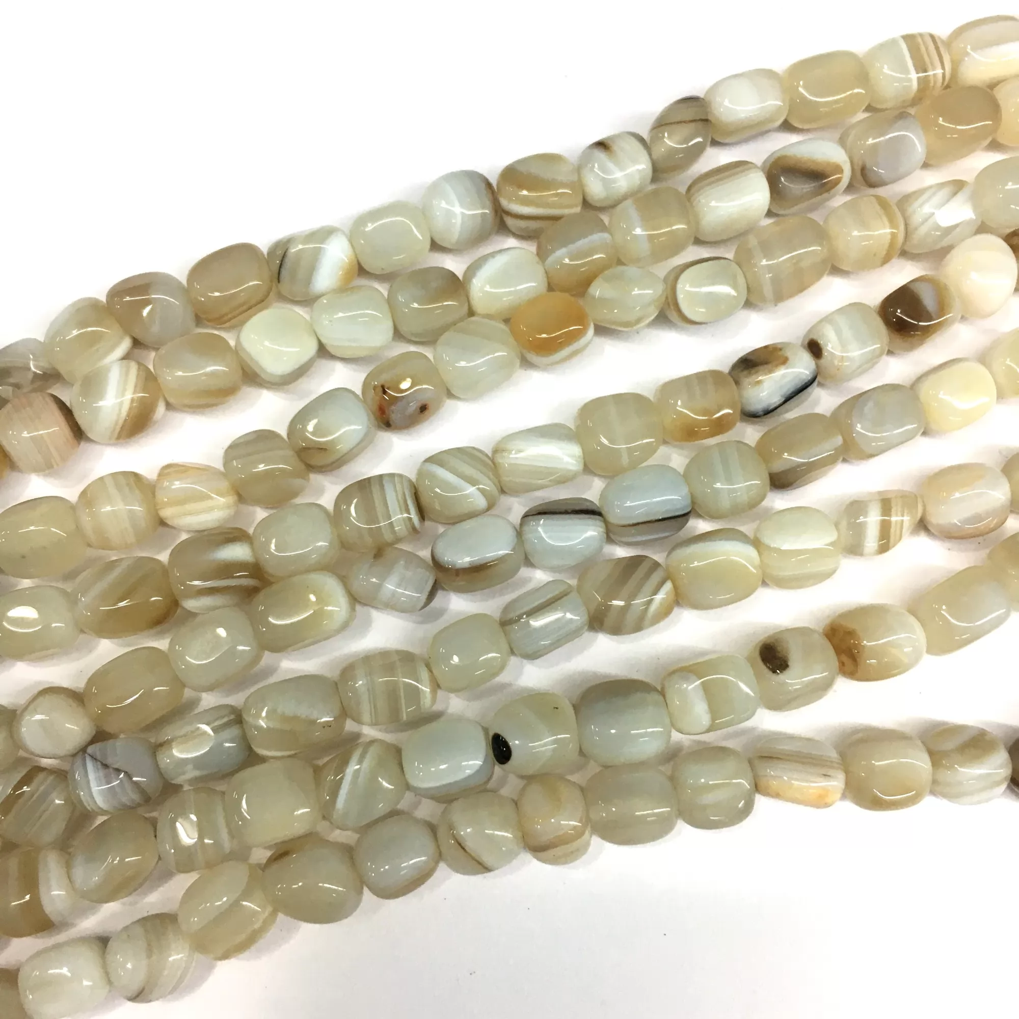 White Banded Agate, Nuggets, 5-7mm, Approx 380mm