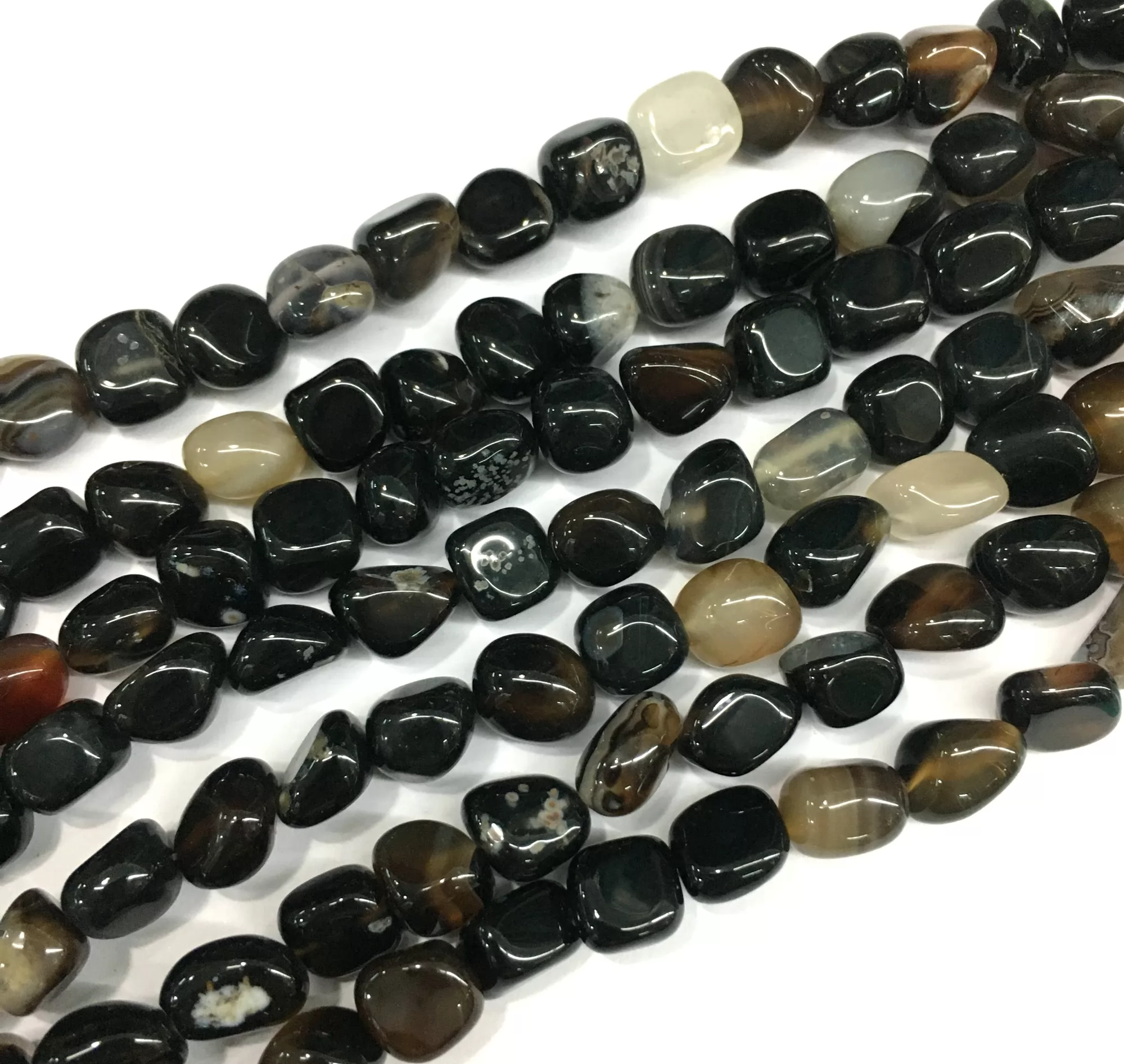 Black Banded Agate, Nuggets, 7-9mm, Approx 380mm