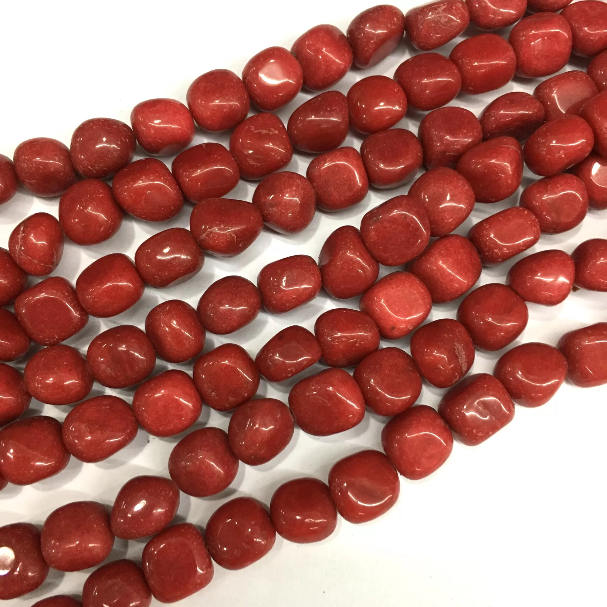 Dyed Red White Stone, Nuggets, 10-14mm, Approx 380mm