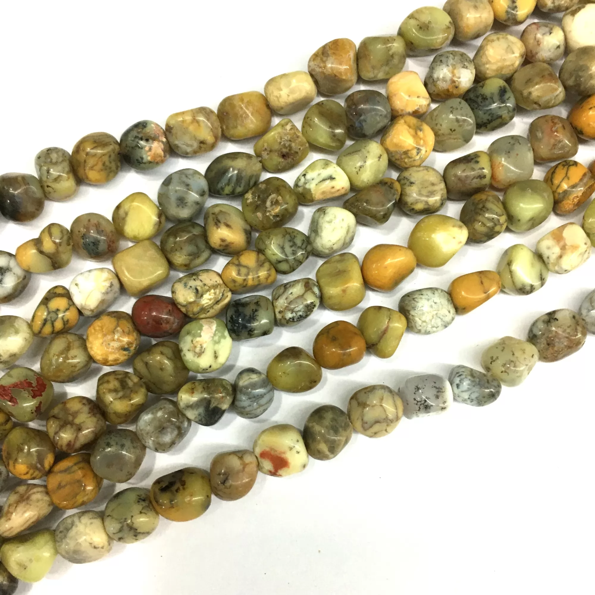 Yellow Moss Agate, Nuggets, 7-9mm, Approx 380mm